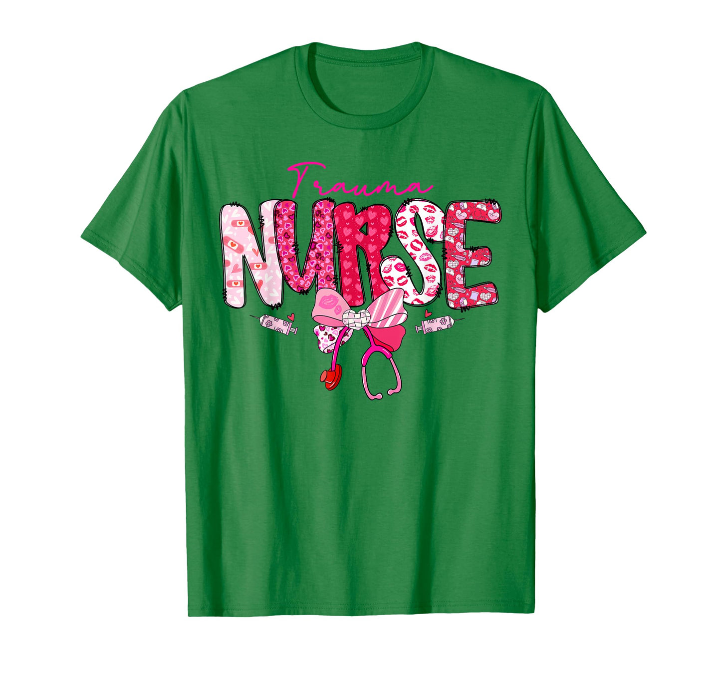 Trauma Nurse Valentine's Day Stethoscope Coquette Bow T-Shirt
