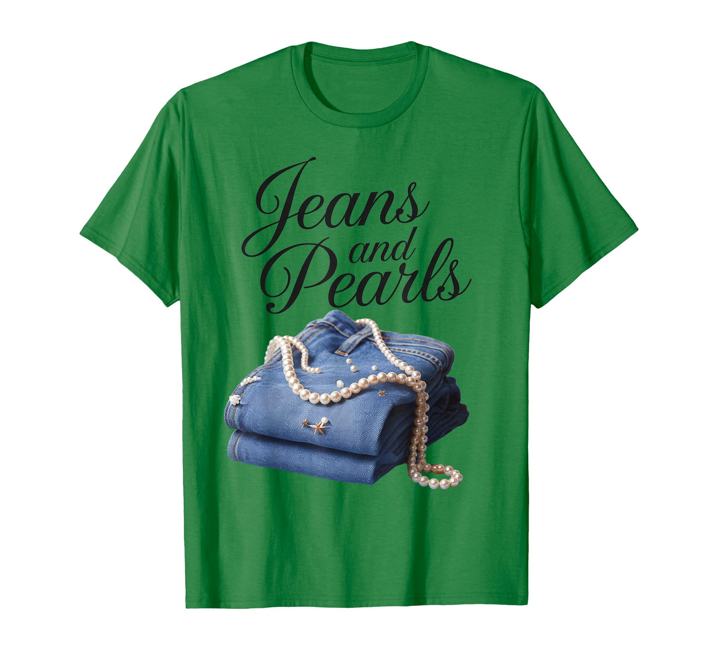 Jeans and Pearls for Ladies 2025 Jeans With Pearls Denim T-Shirt