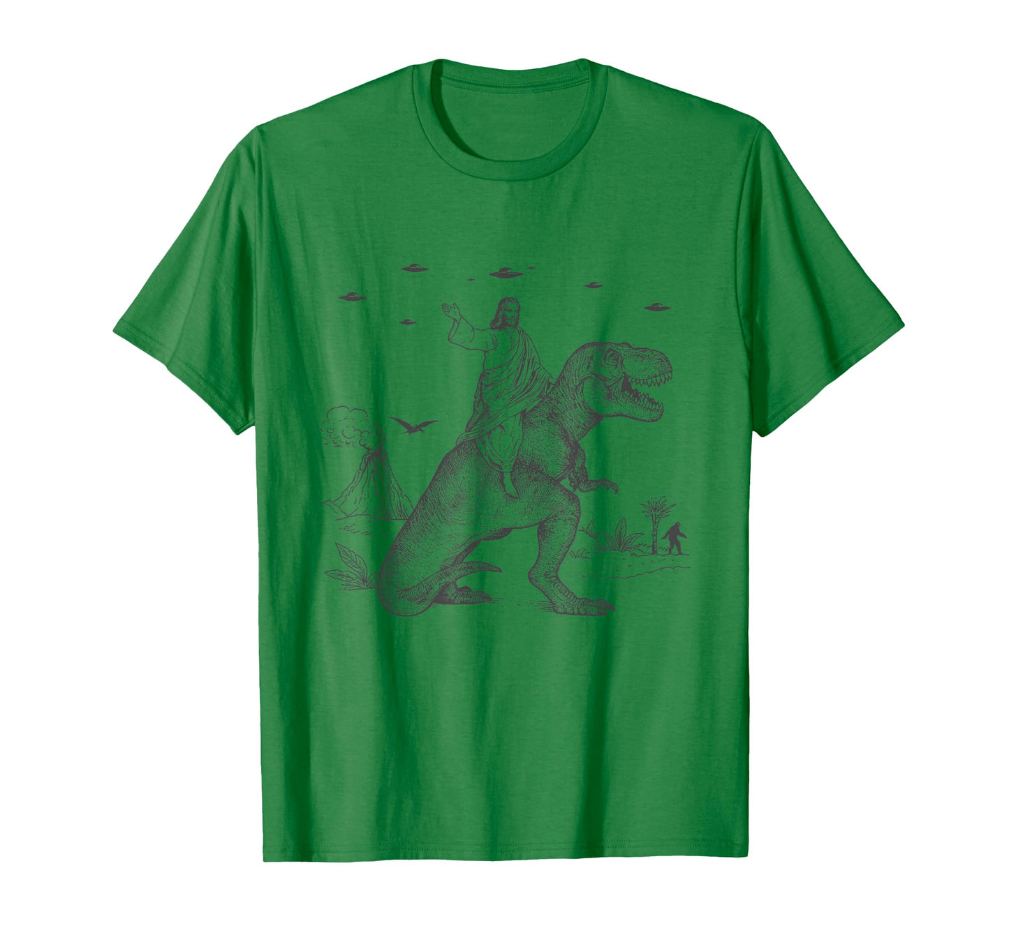 Jesus Riding a T-rex Surreal Dinosaur Era T-Shirt