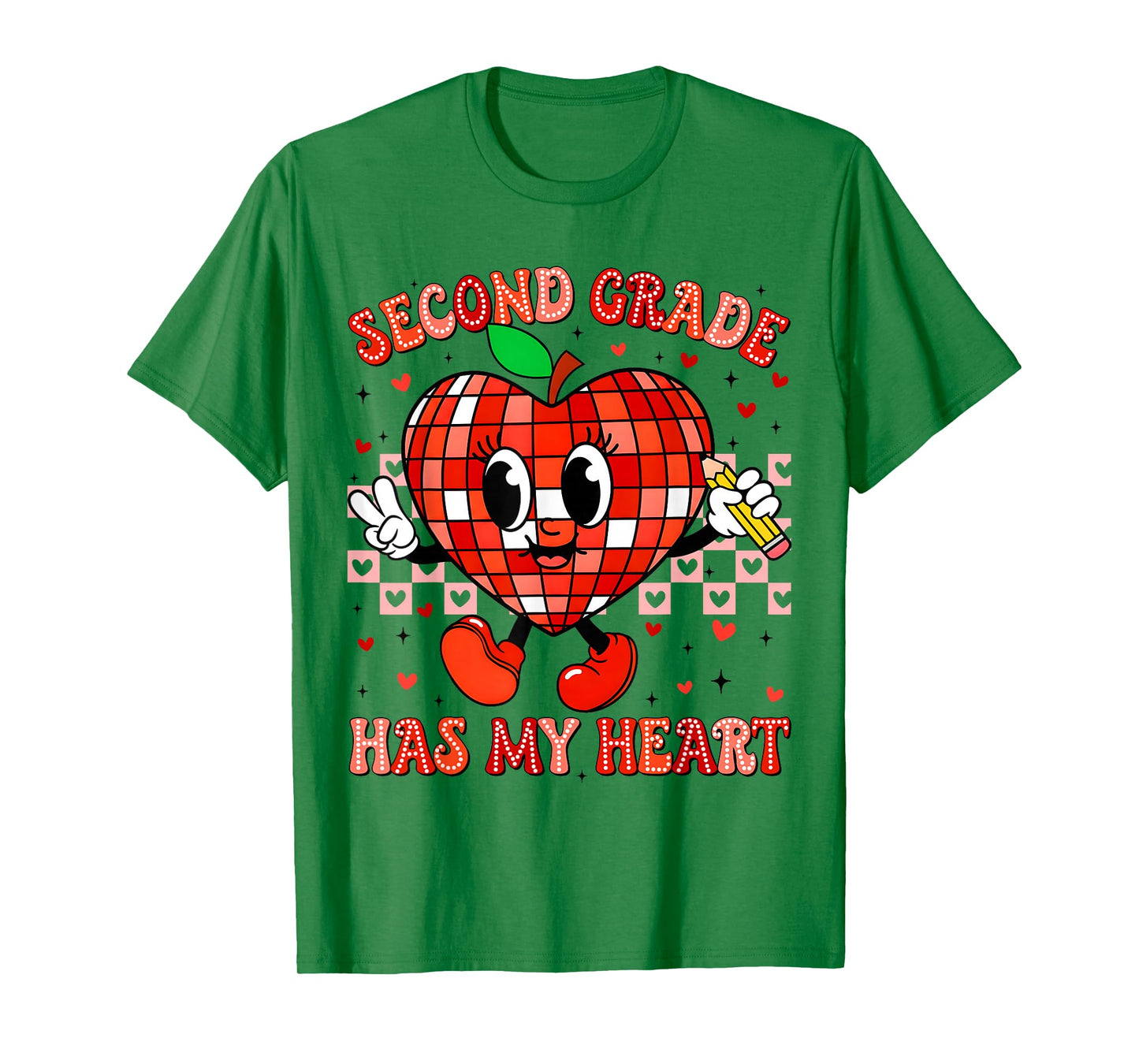 Second Grade Has My Heart Peace Sign Outfit Teacher Men Wome T-Shirt