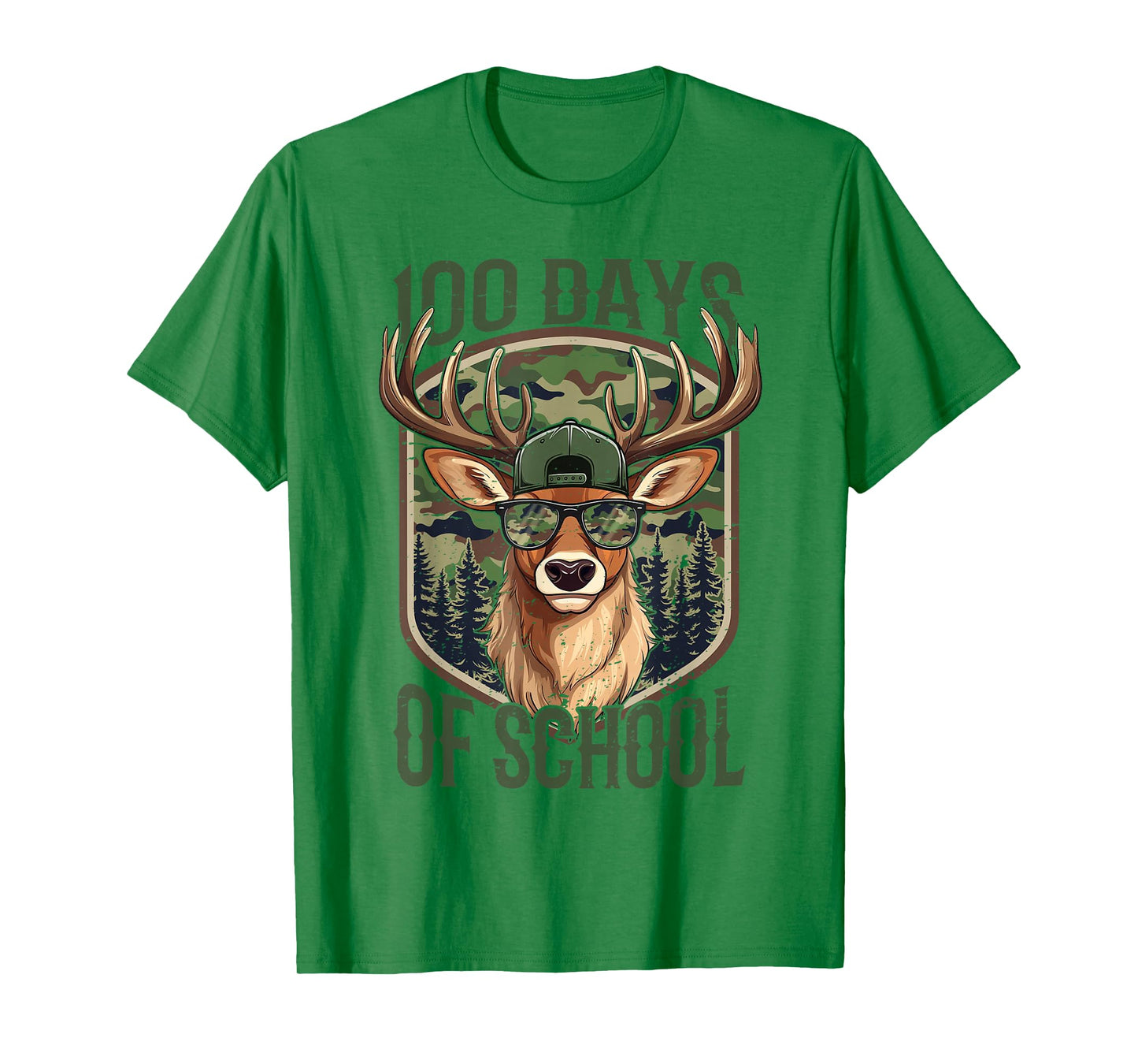 Deer 100 Days of School Shirt Student Boys Teacher 100th Day T-Shirt