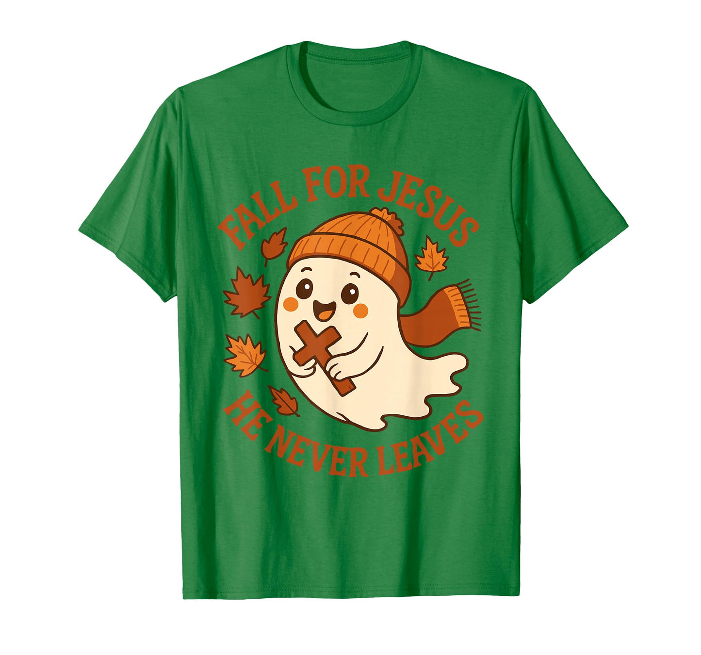 Christian Faith Ghost Meme Fall for Jesus He Never Leaves T-Shirt