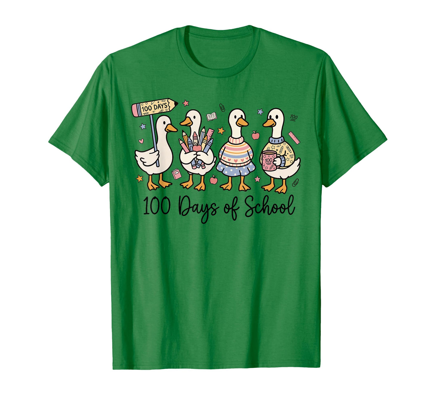 100 Days of School Ducks Cute Goose Teacher 100th Day Kids T-Shirt