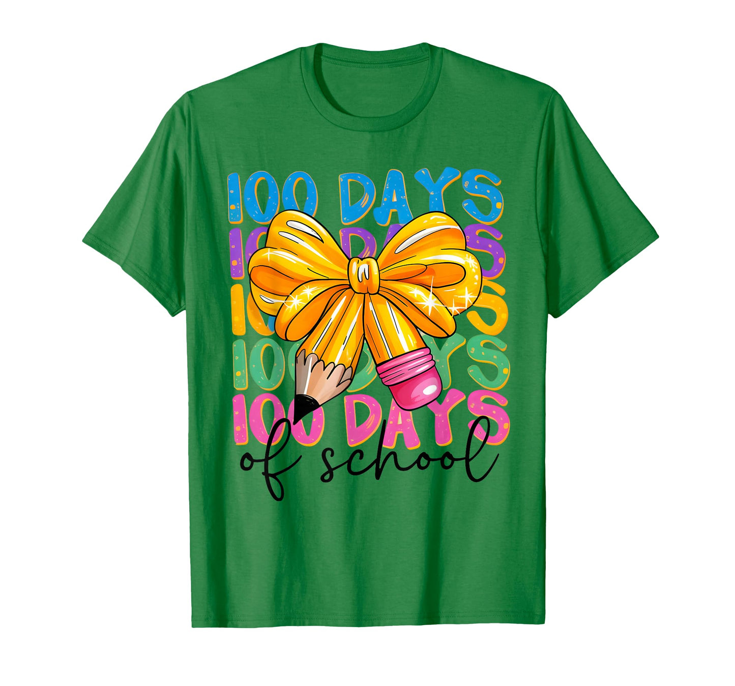 100 Days of School Celebration Pencil Bow Teacher Student Gi T-Shirt