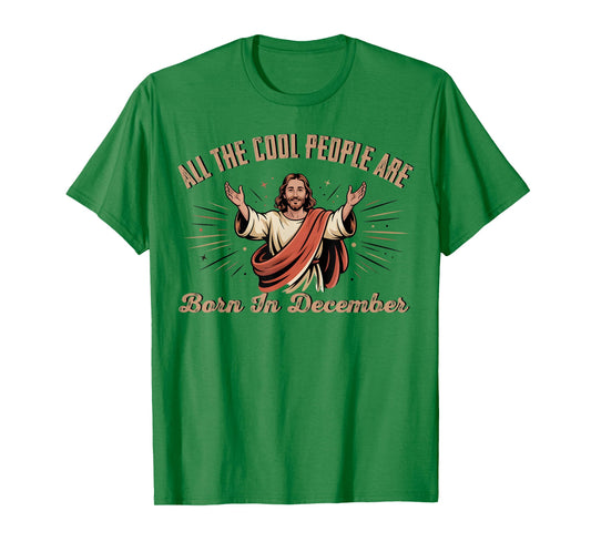 Retro Cool People are Born in December Christian Christmas T-Shirt
