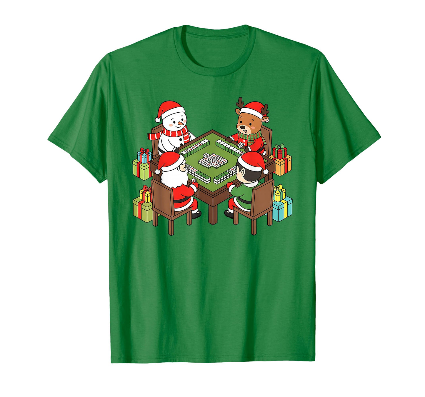 Funny Christmas Mahjong Santa Snowman Elf Reindeer Gift T-Shirt