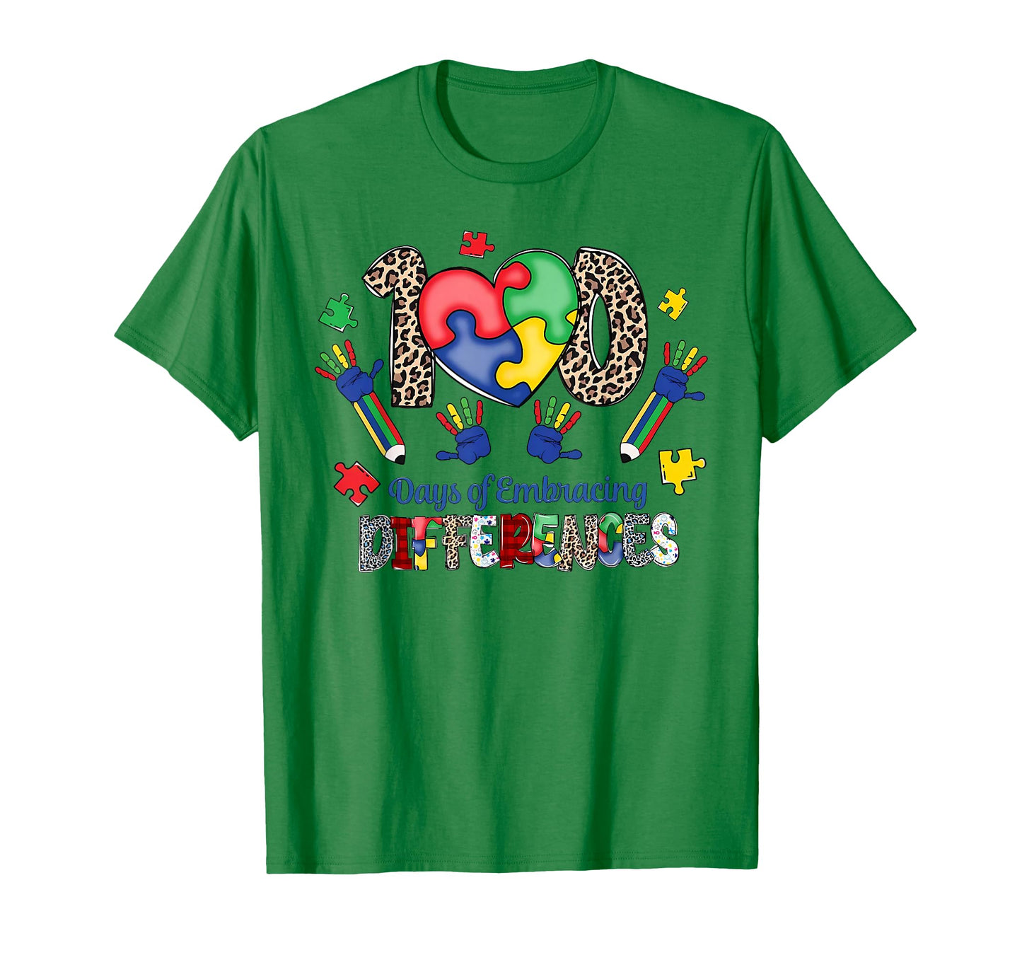 100 Days of Making Difference 100th Day of School Autism Kid T-Shirt