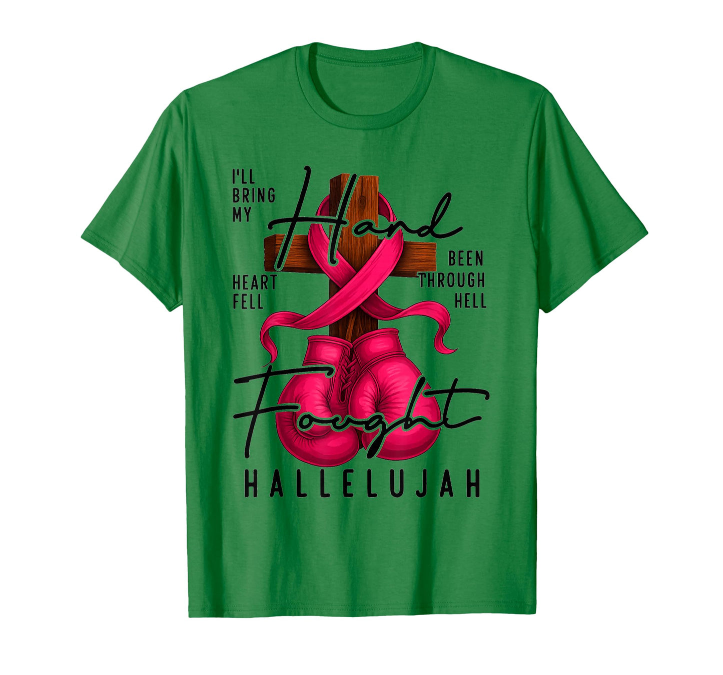 Breast Cancer Awareness Christian Hard Fought Hallelujah God T-Shirt