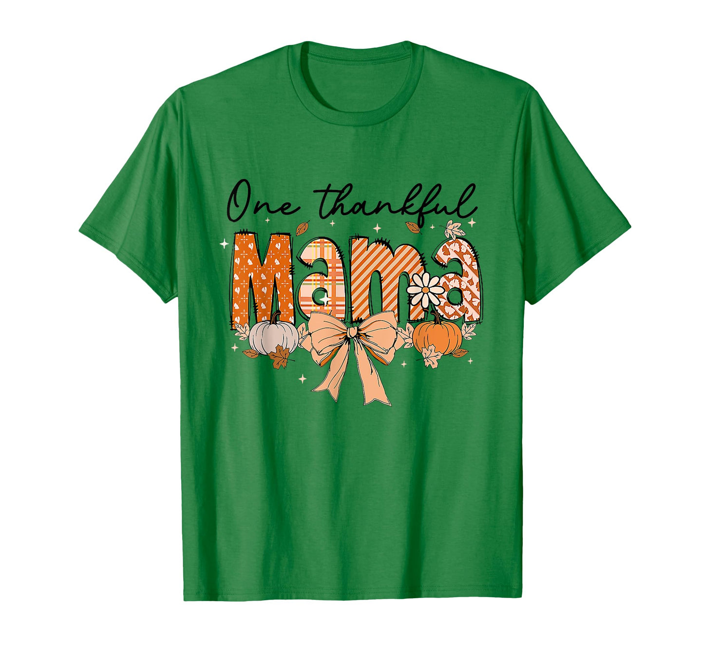 One Thankful Mama Pumpkin Fall Coquette Bow Thanksgiving Mom T-Shirt
