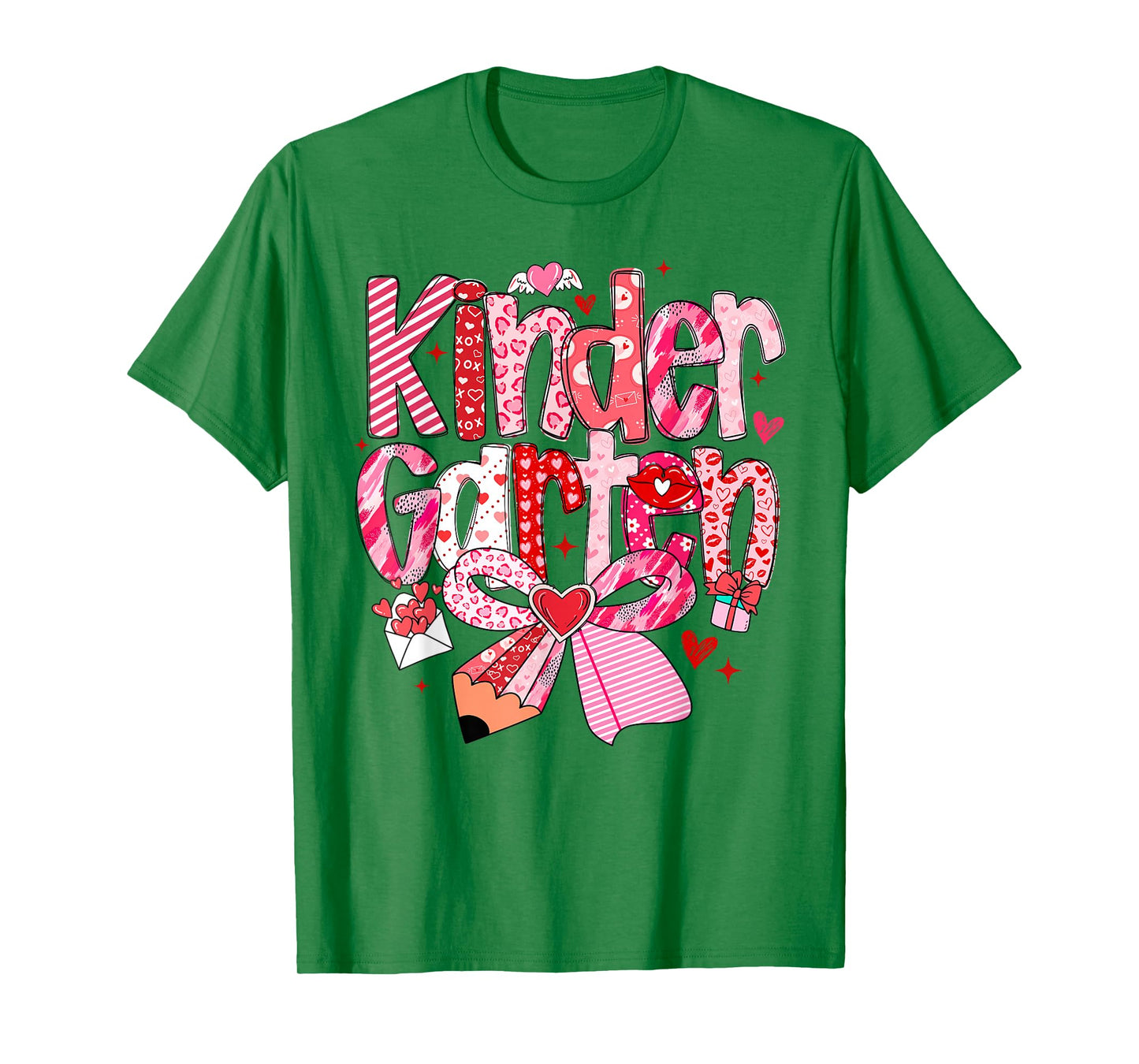 Kindergarten Valentines Day Coquette Bow Teachers Girls Kids T-Shirt