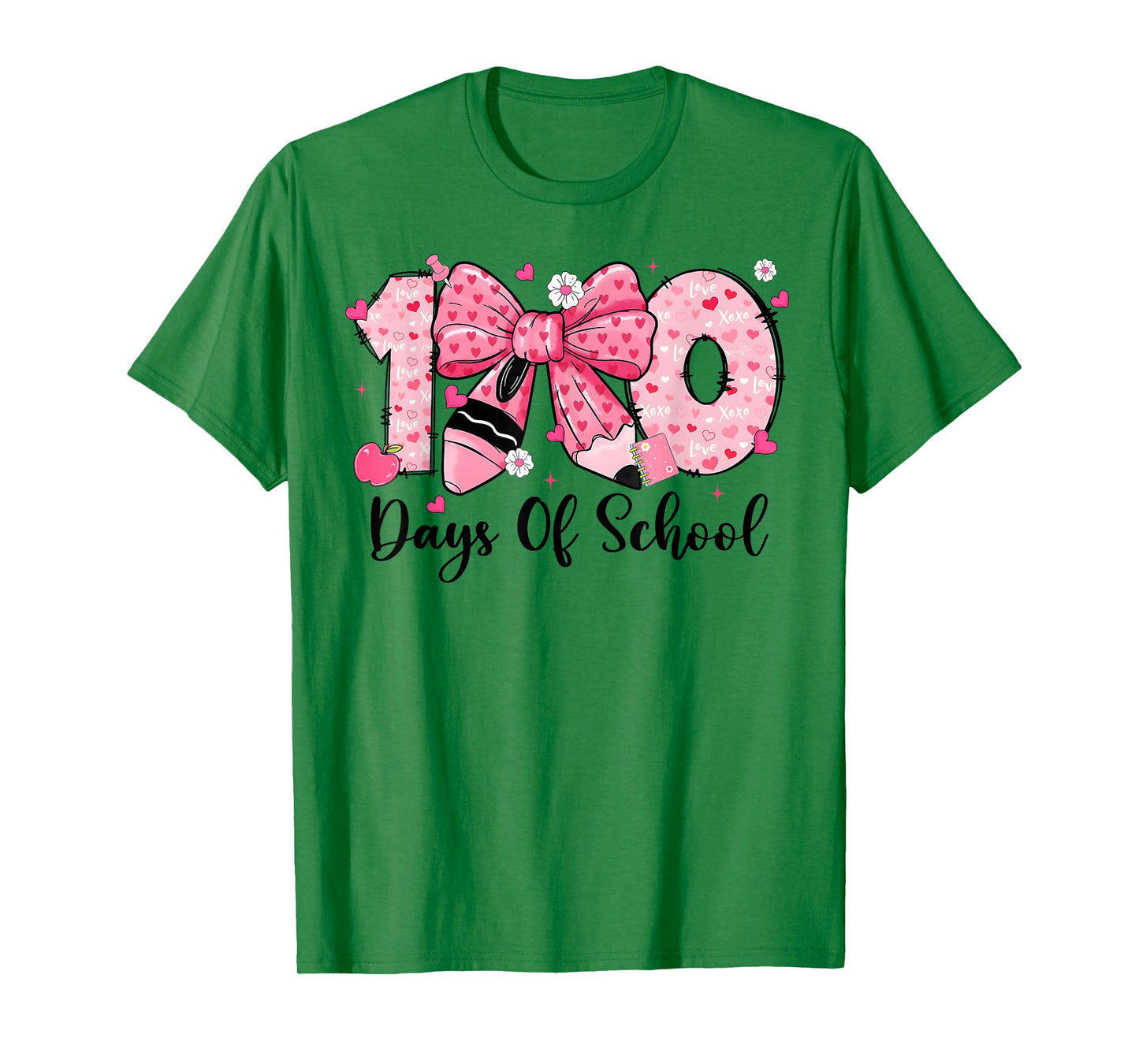 100 Days of School Coquette Pencil Bow Girl Women Teacher T-Shirt