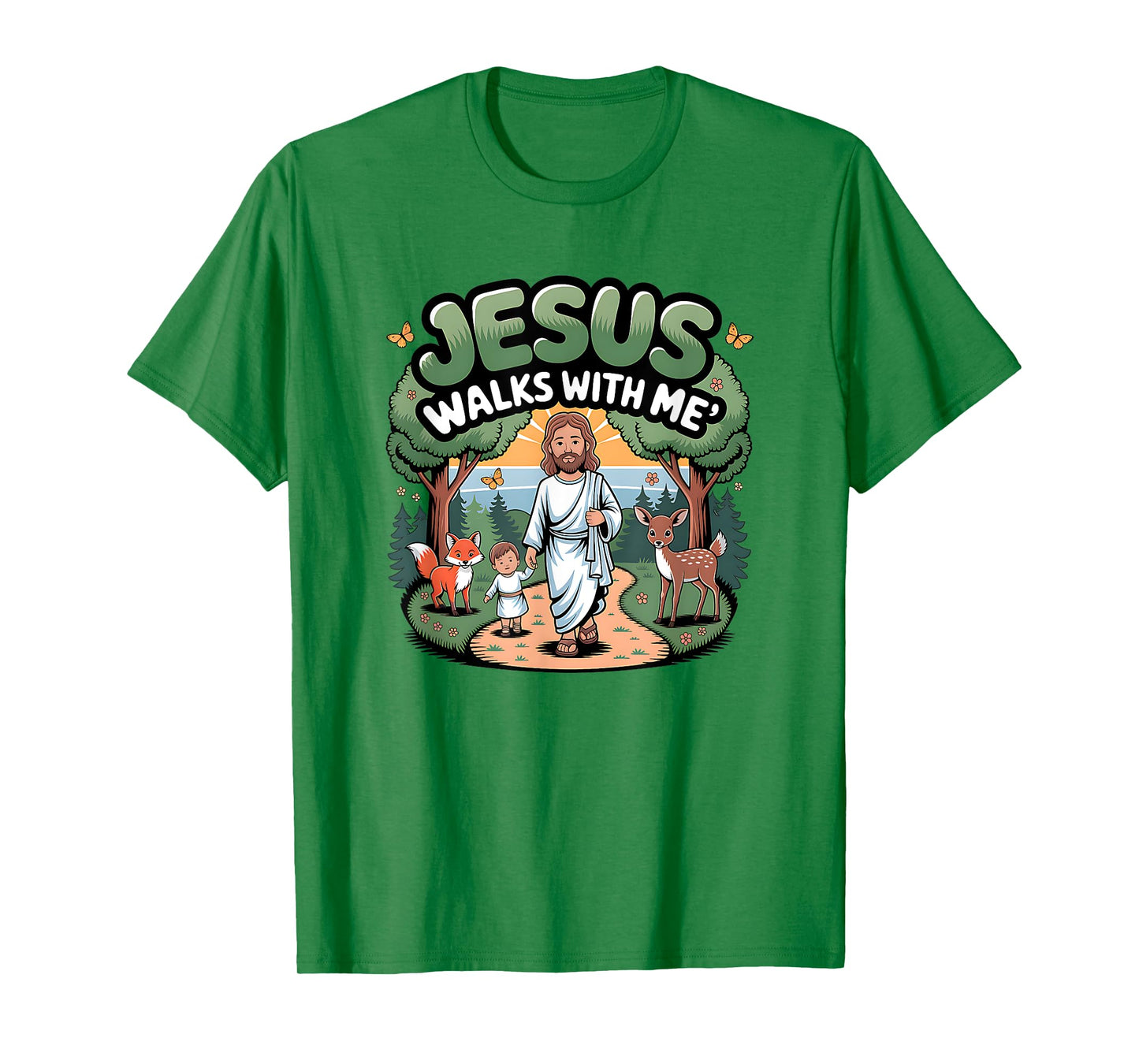 Jesus Walks with Me Christian Faithful T-Shirt