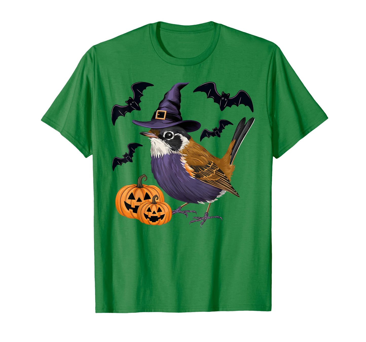 Funny Wren Bird Halloween Costume Scary Pumpkin Bat Witch T-Shirt