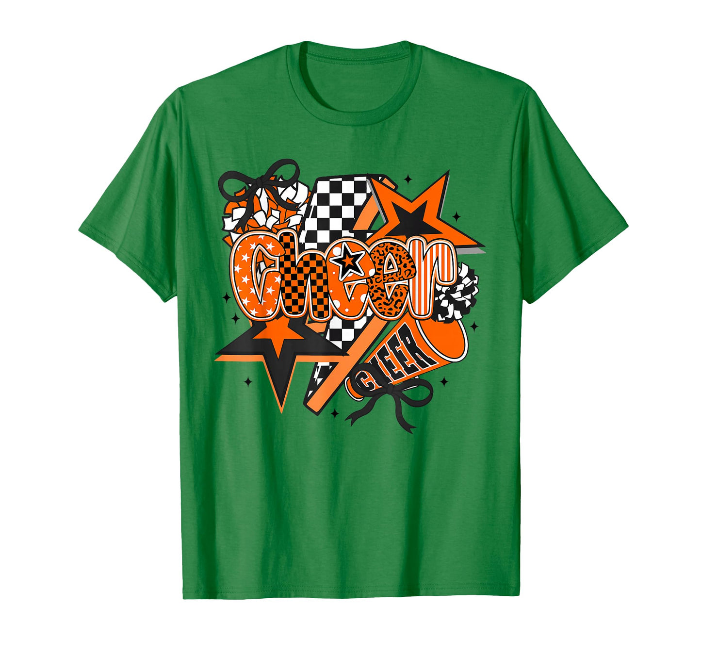 Preppy Cheer Game Day Cheer Mom Cheerleader Go Cheer Orange T-Shirt