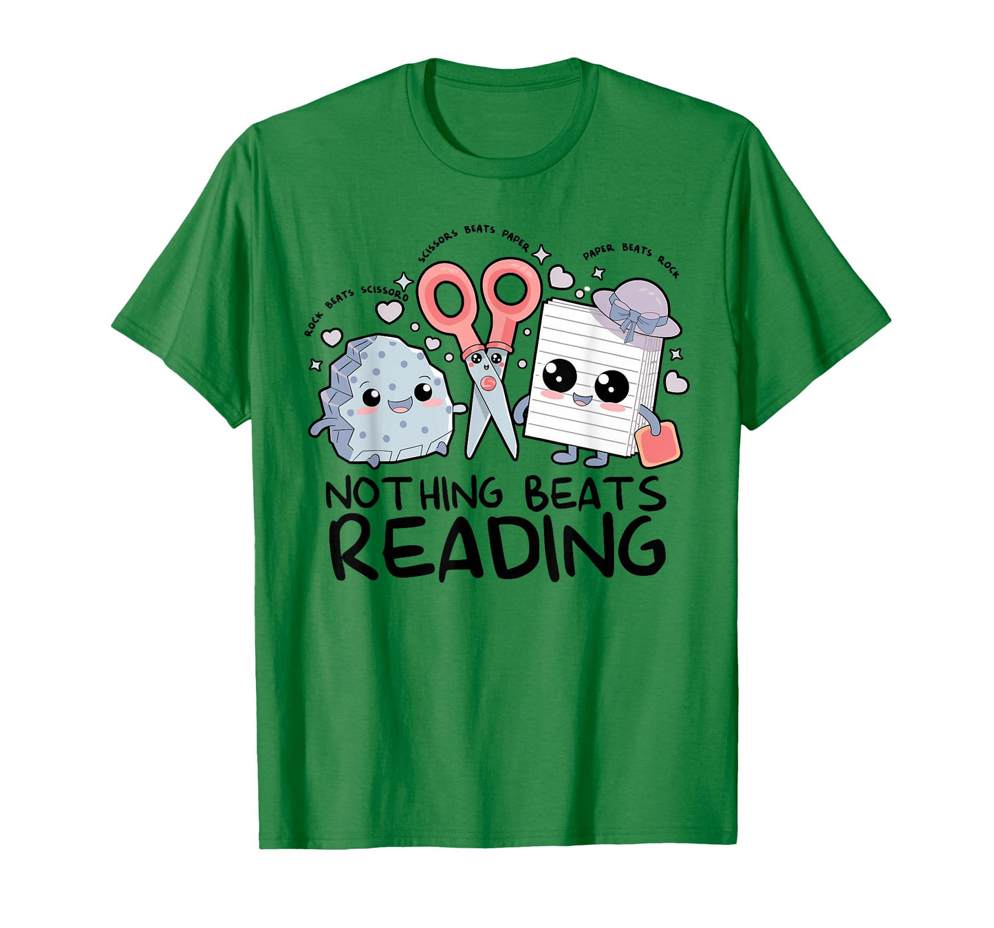 Nothing Beats Reading Rock Paper Scissors Book Lover Teacher T-Shirt