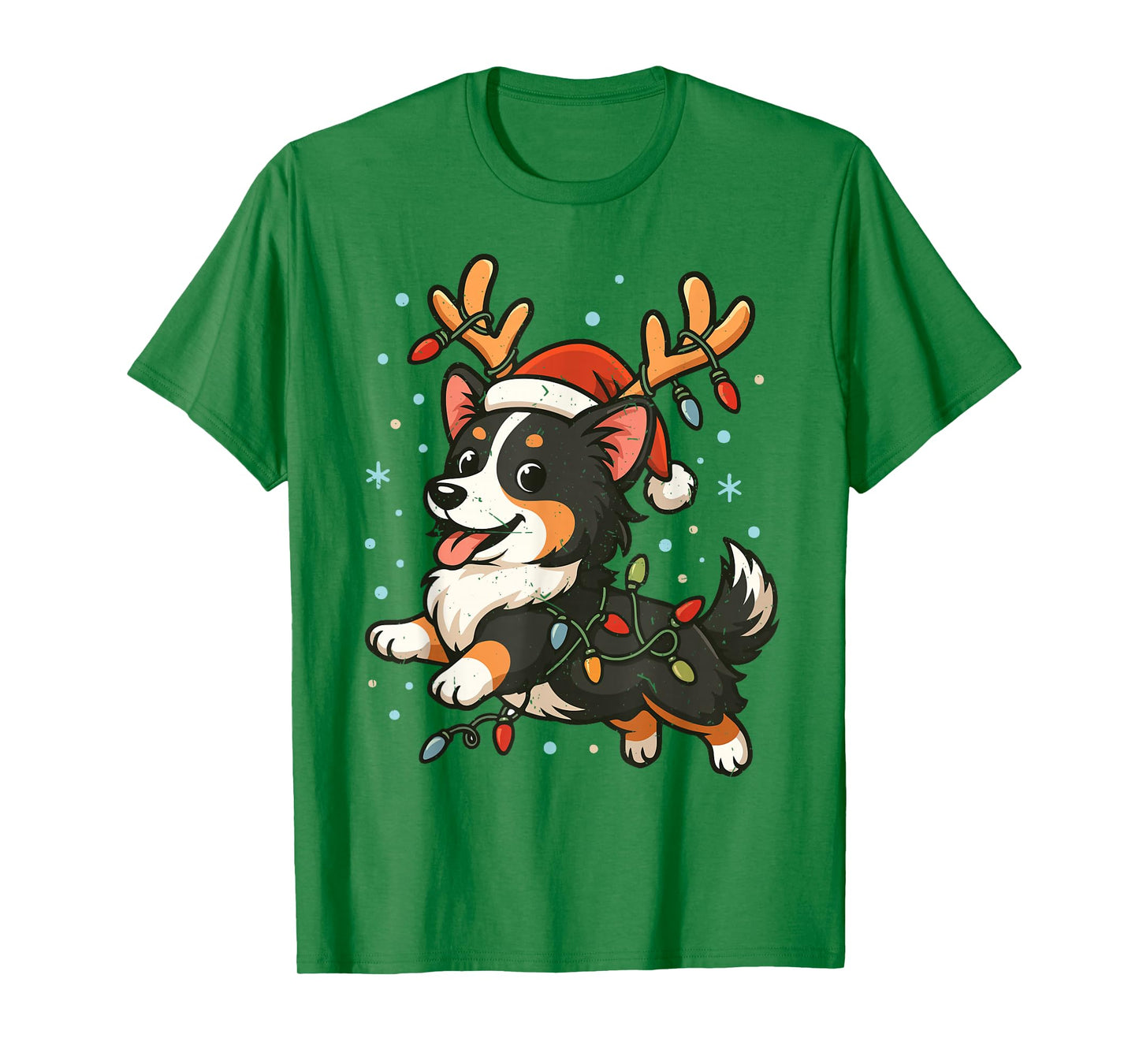 Funny Reindeer Tri Color Corgi Christmas Pajama Costume Pjs T-Shirt