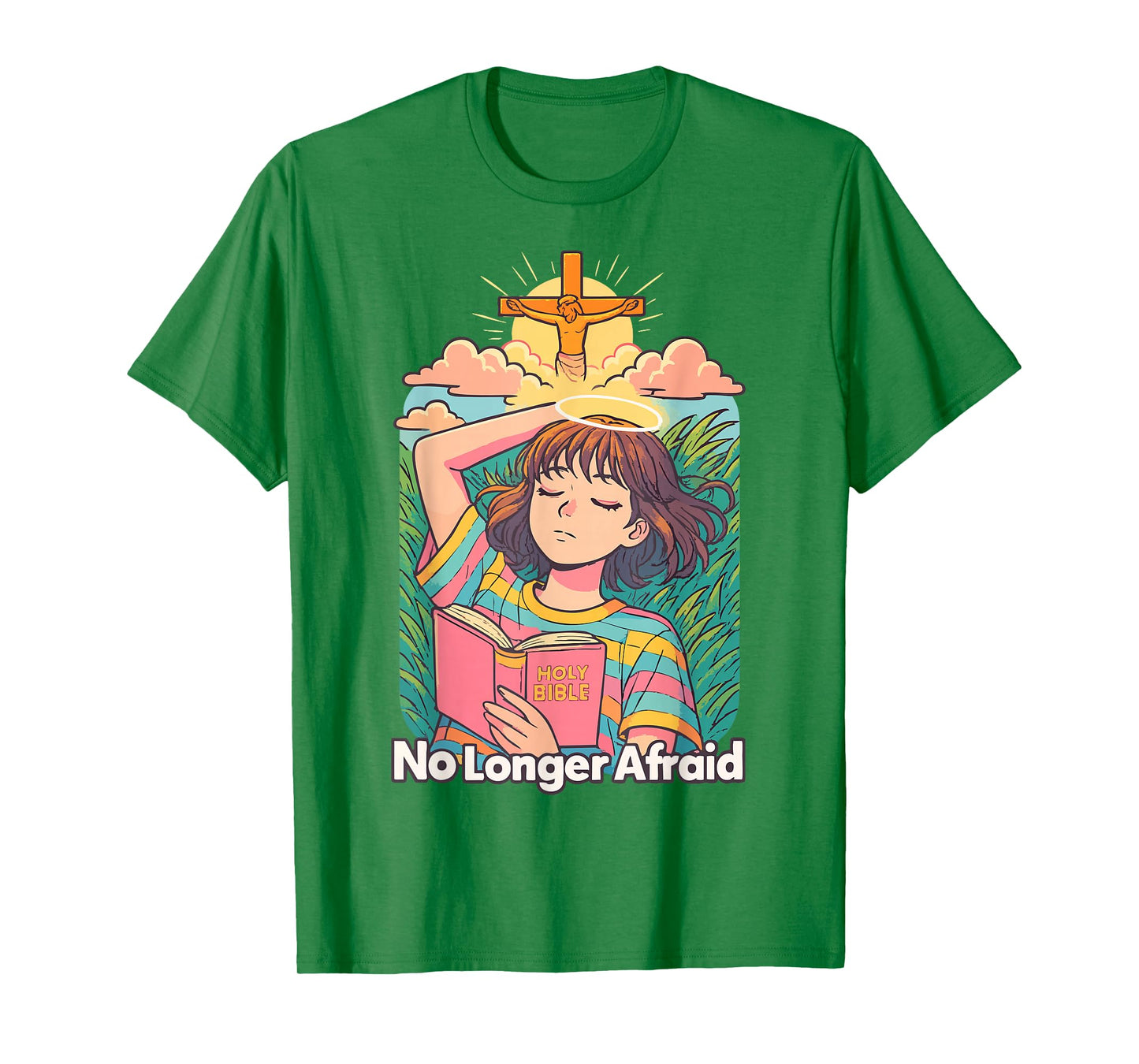 Christian Anime Manga No Longer Afraid Kawaii Bible Pink T-Shirt