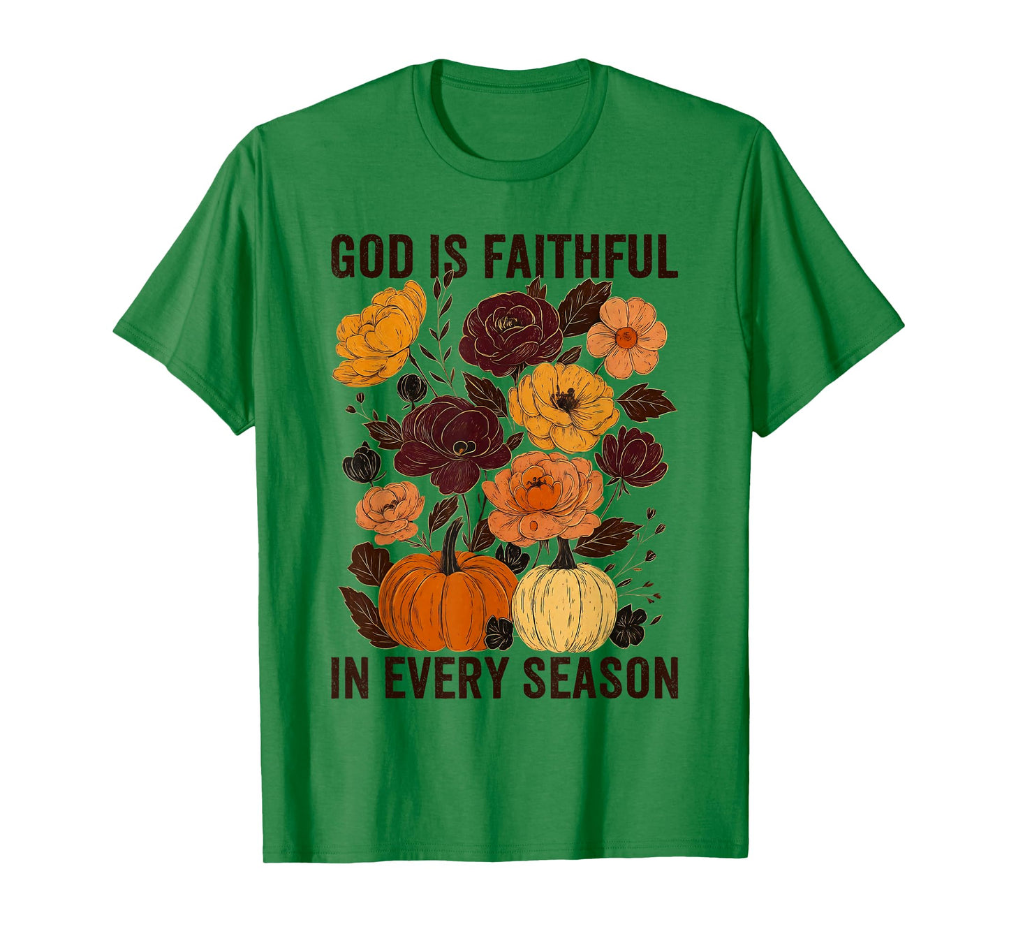 God is Faithful in Every Season Christian Fall Boho Floral T-Shirt