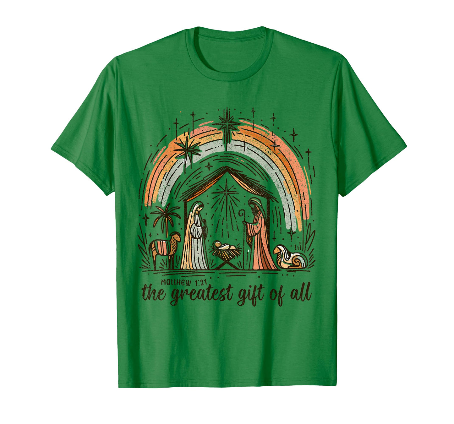 Retro The Greatest Gift of All Jesus Nativity Christian Xmas T-Shirt