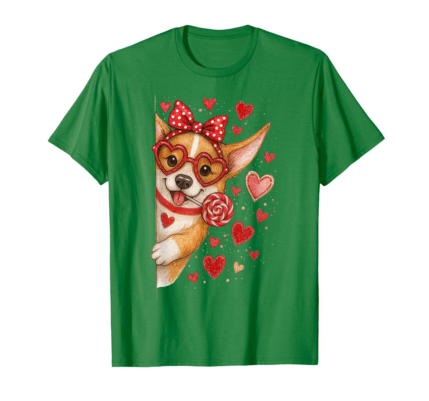 Cute Corgi Valentine Kawaii Pink Hearts Puppy Dog Mom Women T-Shirt