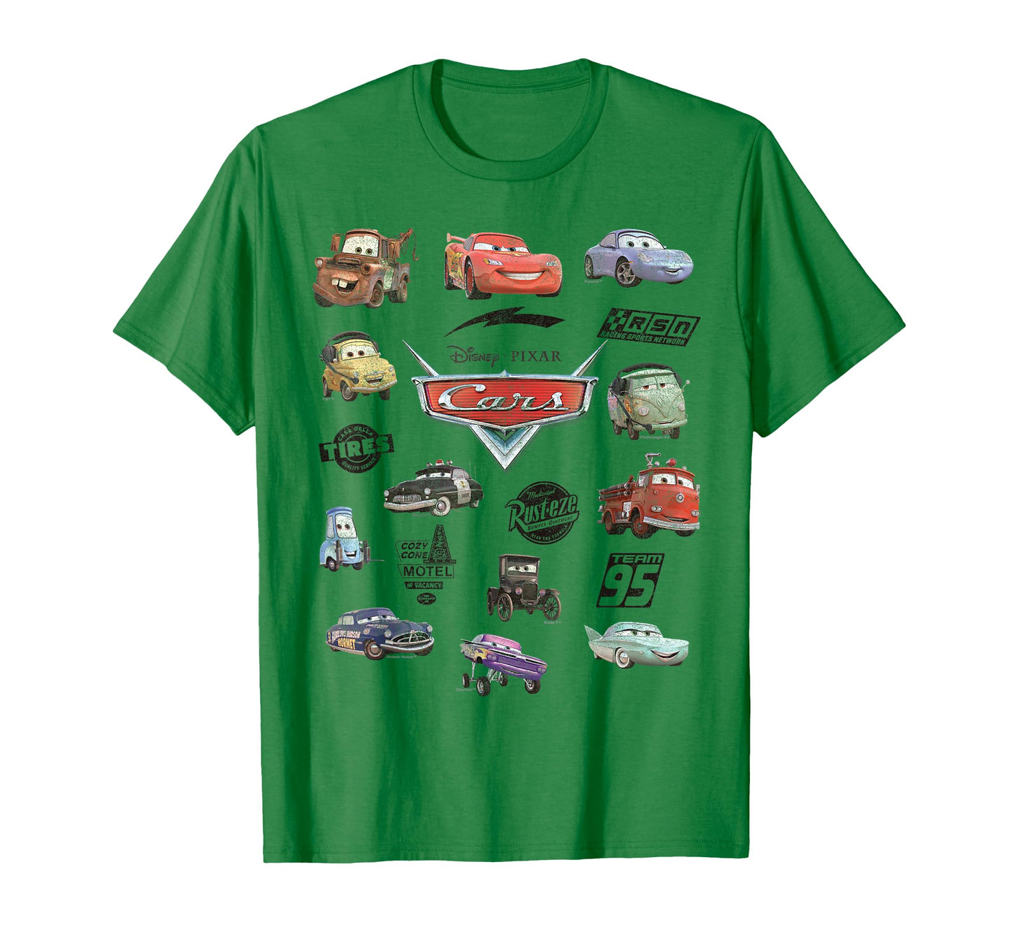 Disney Pixar Cars Radiator Springs Neighbors Distressed Art T-Shirt
