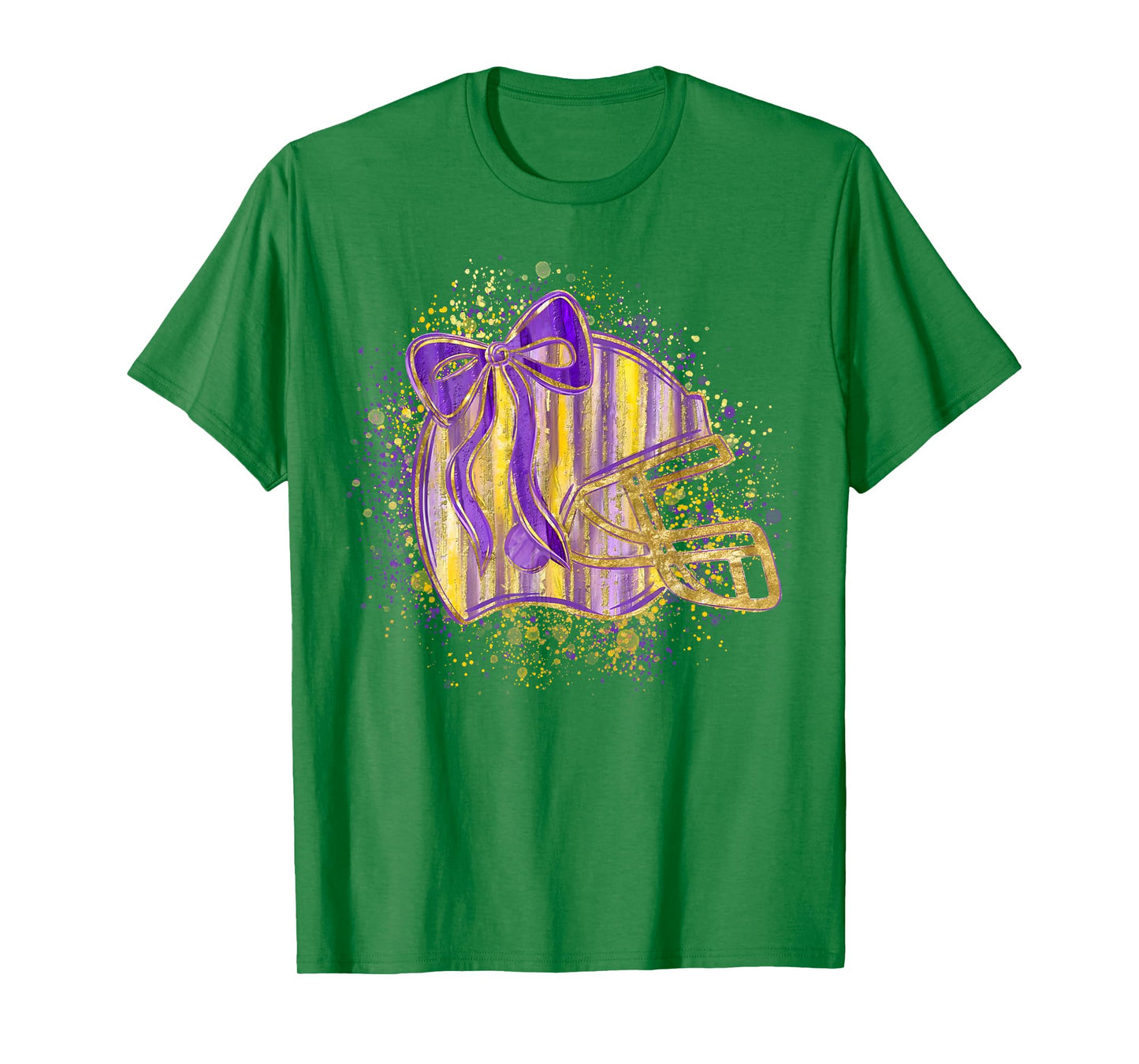 Purple Yellow Football Helmet Coquette Bow Touchdown Season T-Shirt