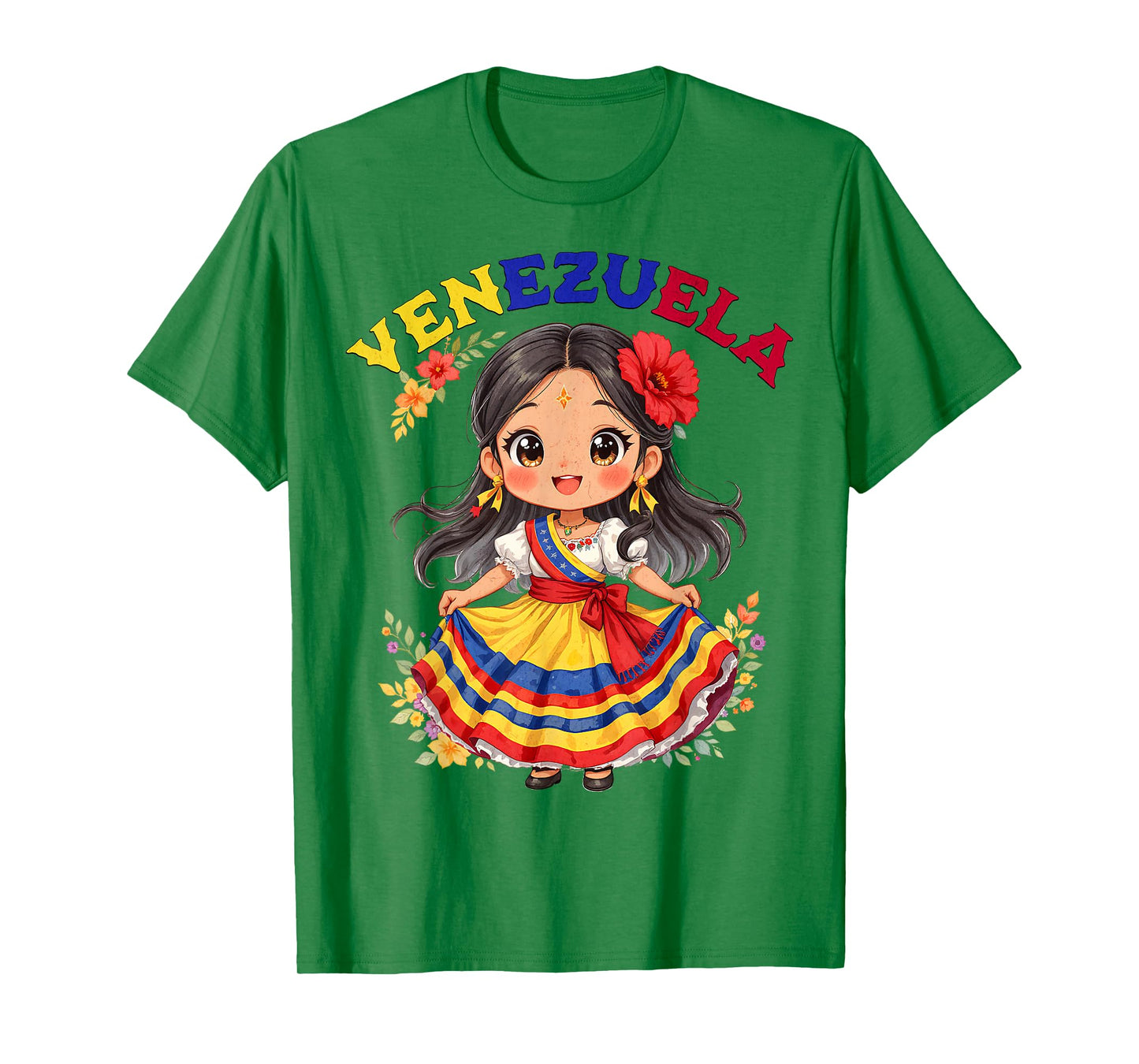 Cute Venezuela Girl Traditional Dress Colorful Art Kids T-Shirt