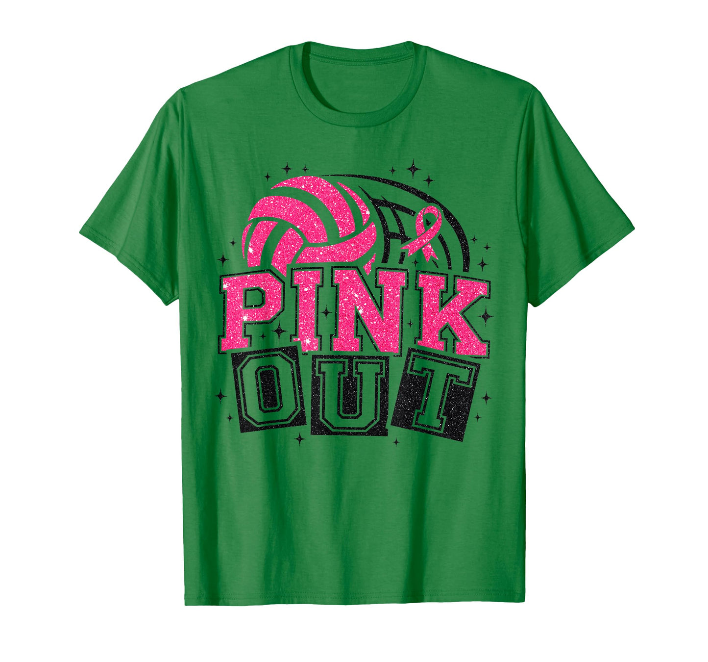 Pink Out Volleyball Breast Cancer Awareness Support Ribbon T-Shirt