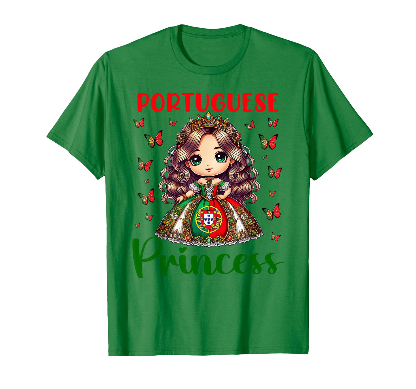 Portuguese Princess Portugal flag and Butterflies for girls T-Shirt