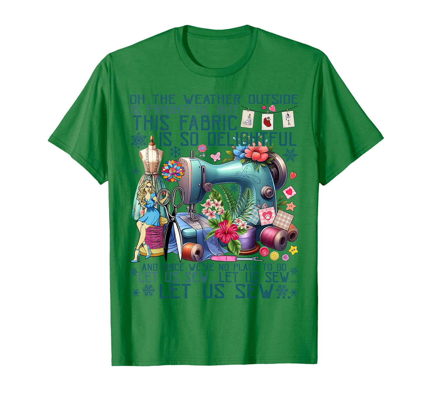 Let Us Sew Funny Sewing Quilting Cute Floral Sewing Machine T-Shirt