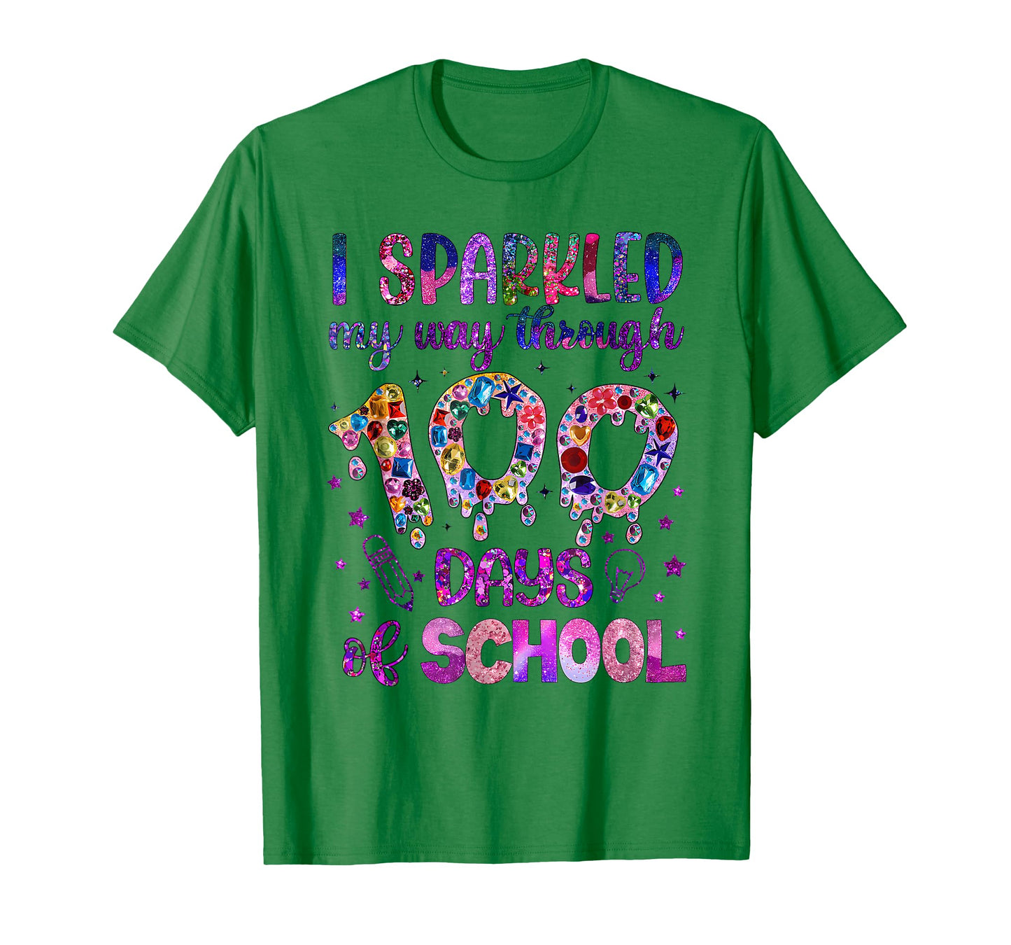 I Sparkled My Way Through 100 Days of School Funny Print T-Shirt