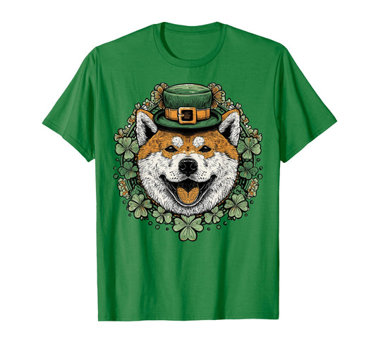 Akita Dog St. Patricks Day Pattys Day Irish Leprechaun Luck T-Shirt