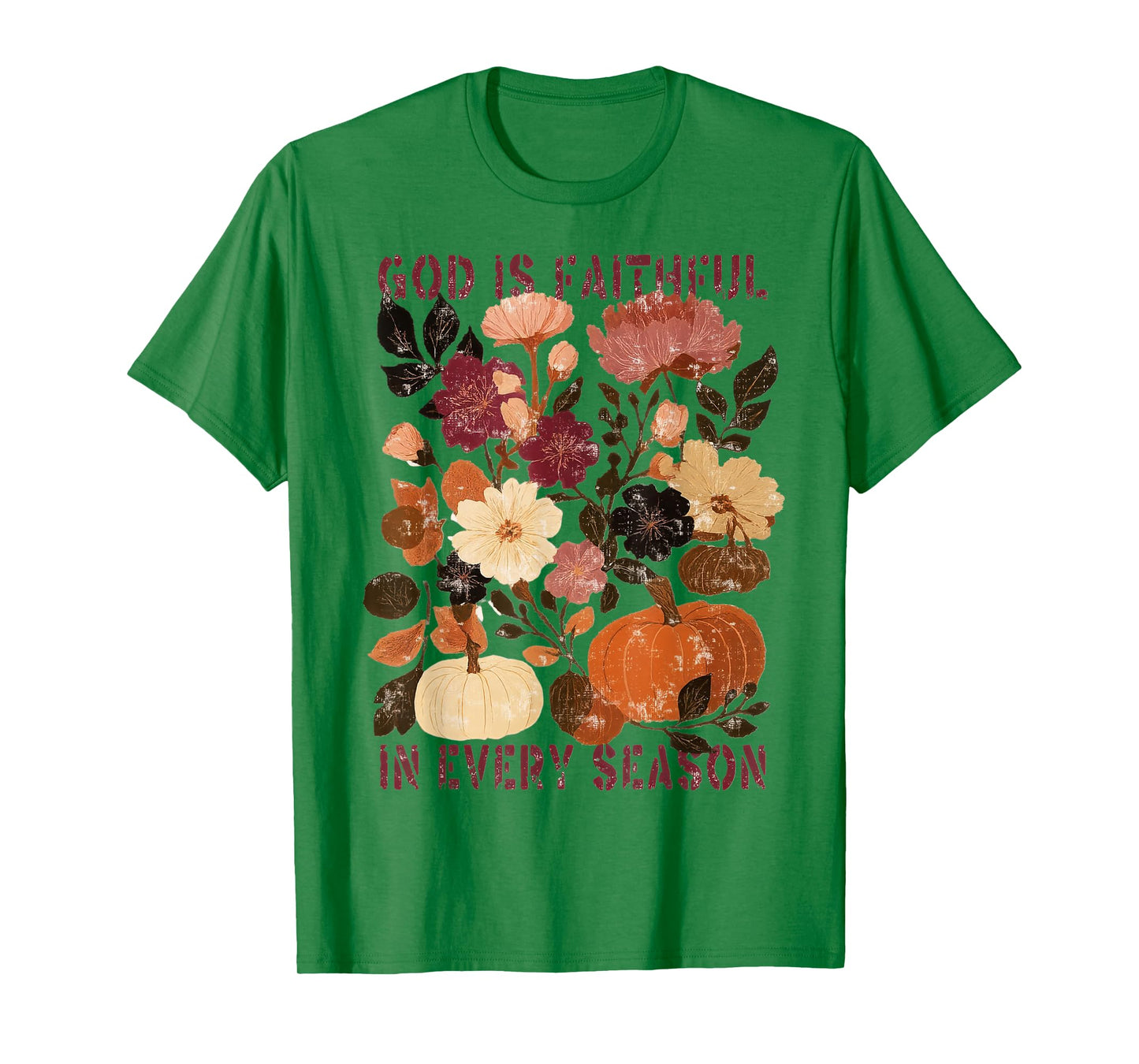 God is Faithful in Every Season Christian Fall Boho Floral T-Shirt