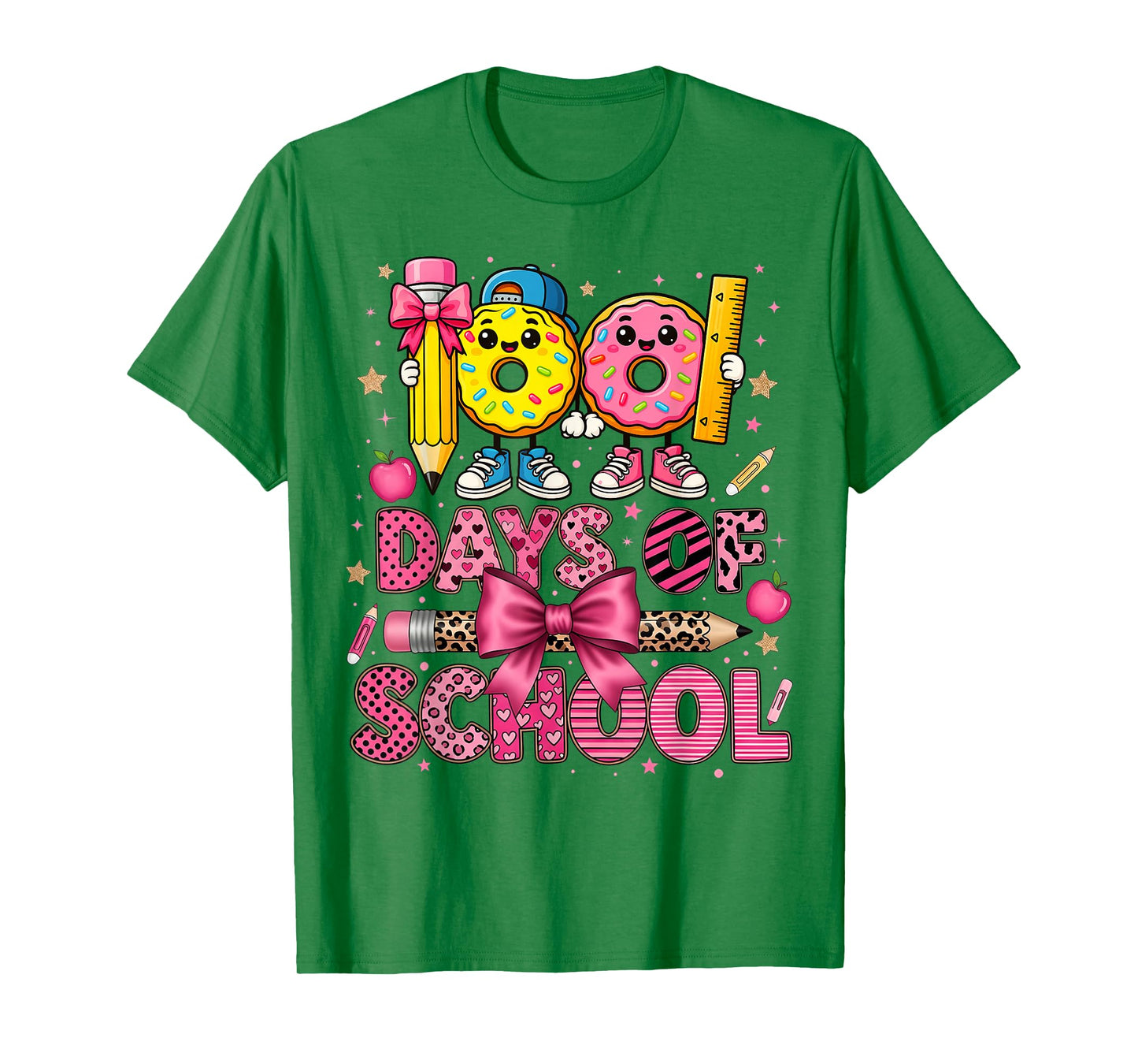 100 Days of School Donut Pencil Bow Boys Girls Kids T-Shirt