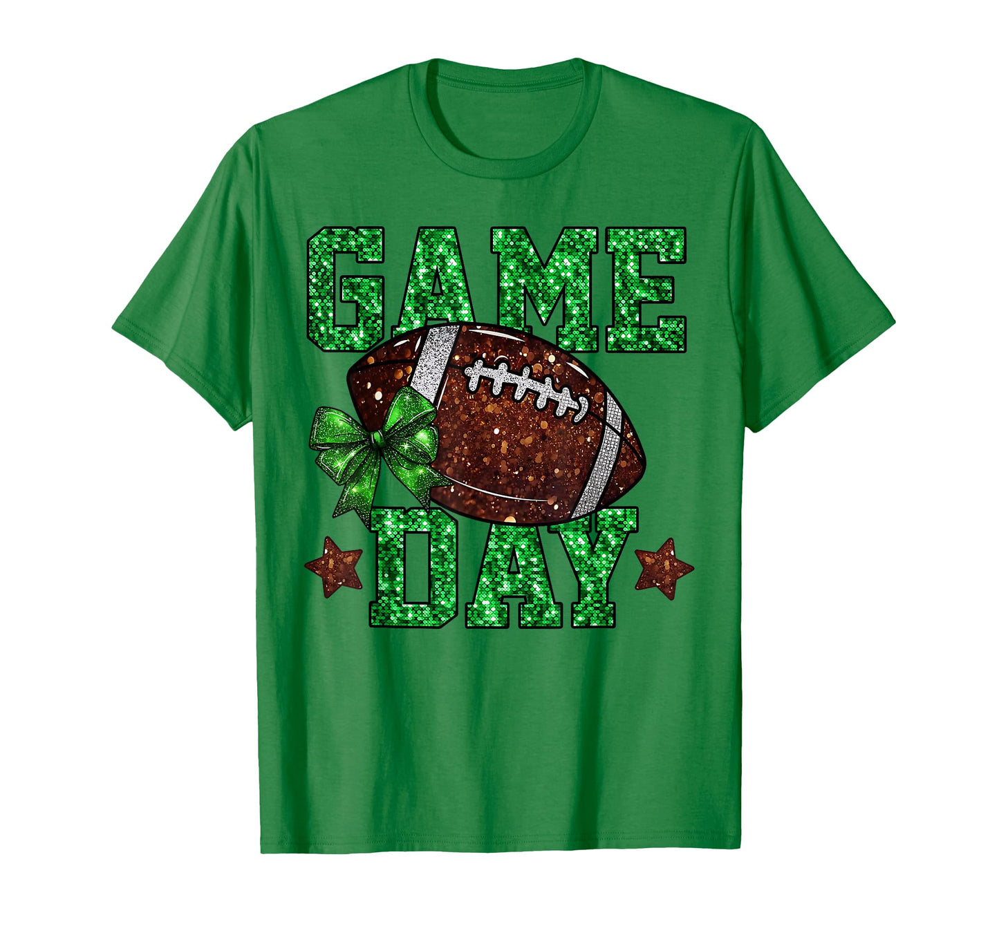 Game Day Touchdown Football Mom Girls Go Cheer Green T-Shirt