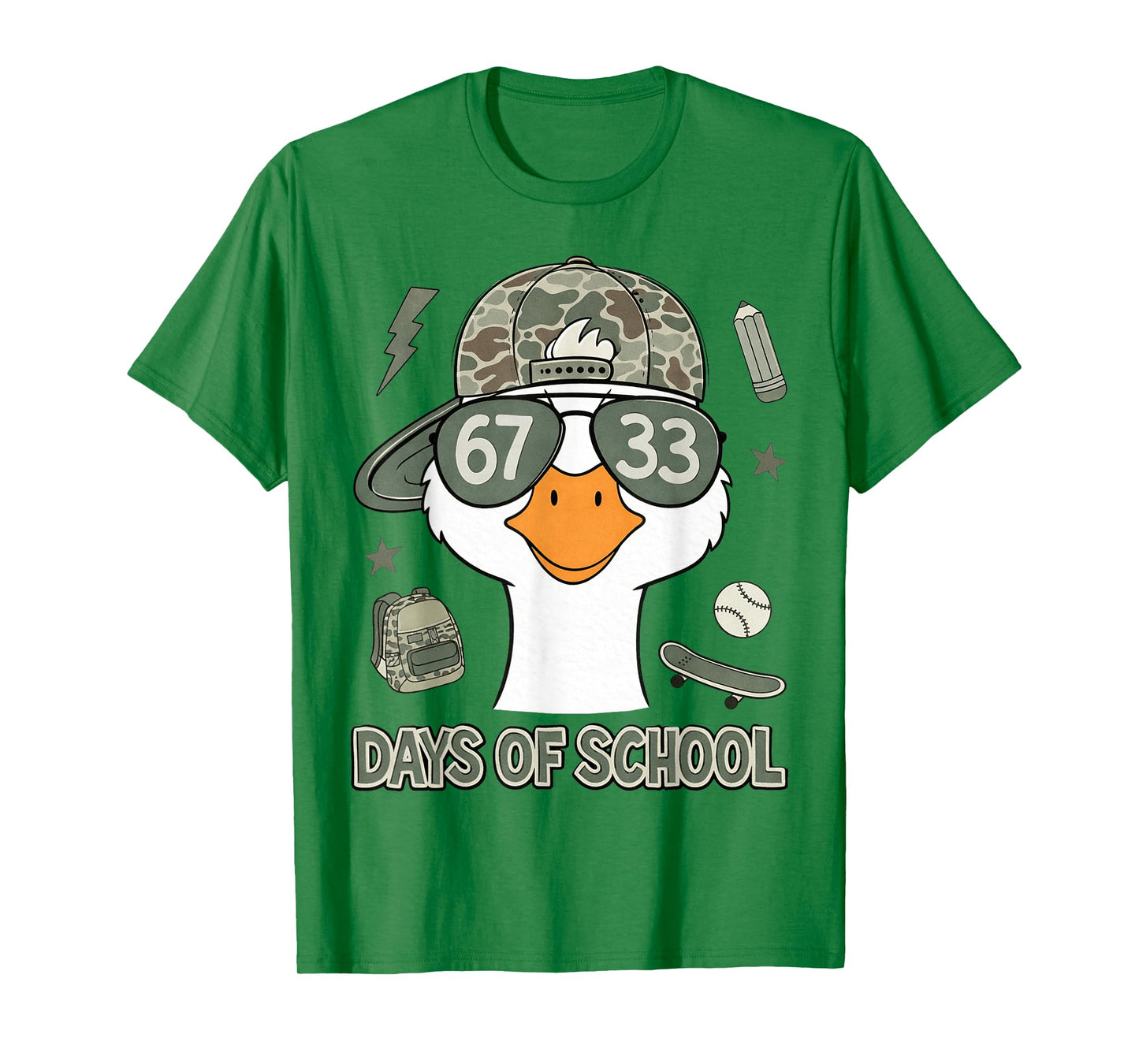 Goose 67+33 Days of School 100 Days Goose Camo Boys T-Shirt