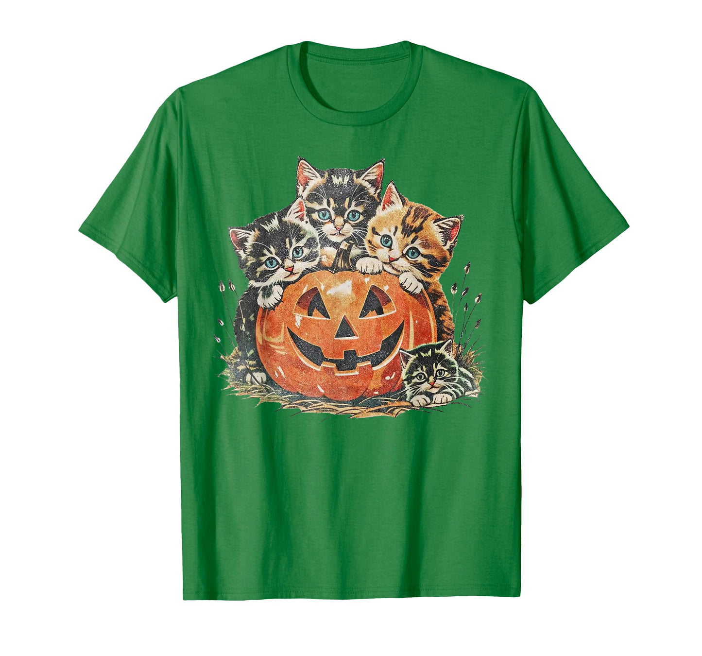 Vintage Kittens Cat Halloween Pumpkin Costume for Women Kids T-Shirt