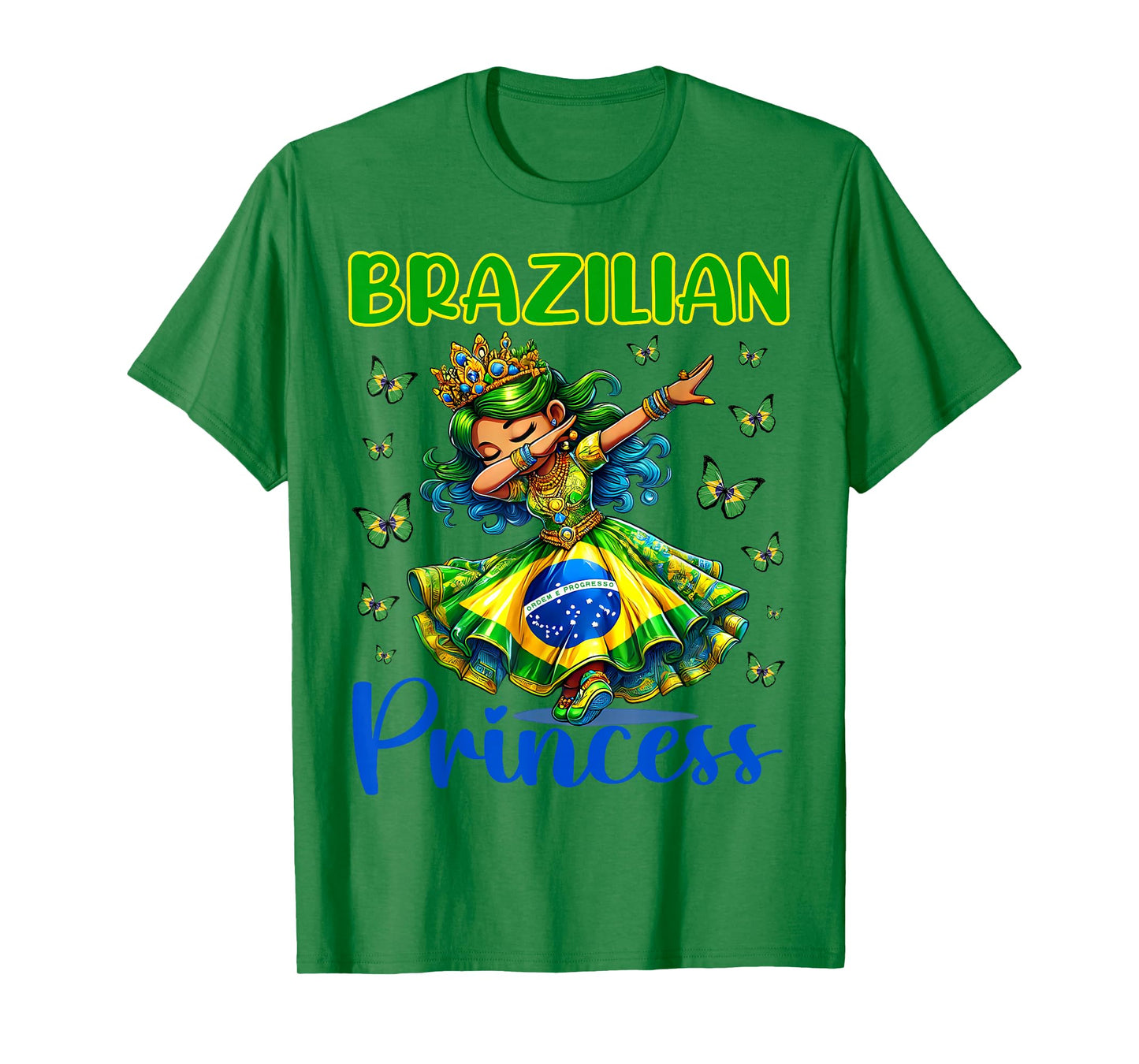 Brazilian Princess Dab Girl Flag Dress Heritage Girls Kids T-Shirt