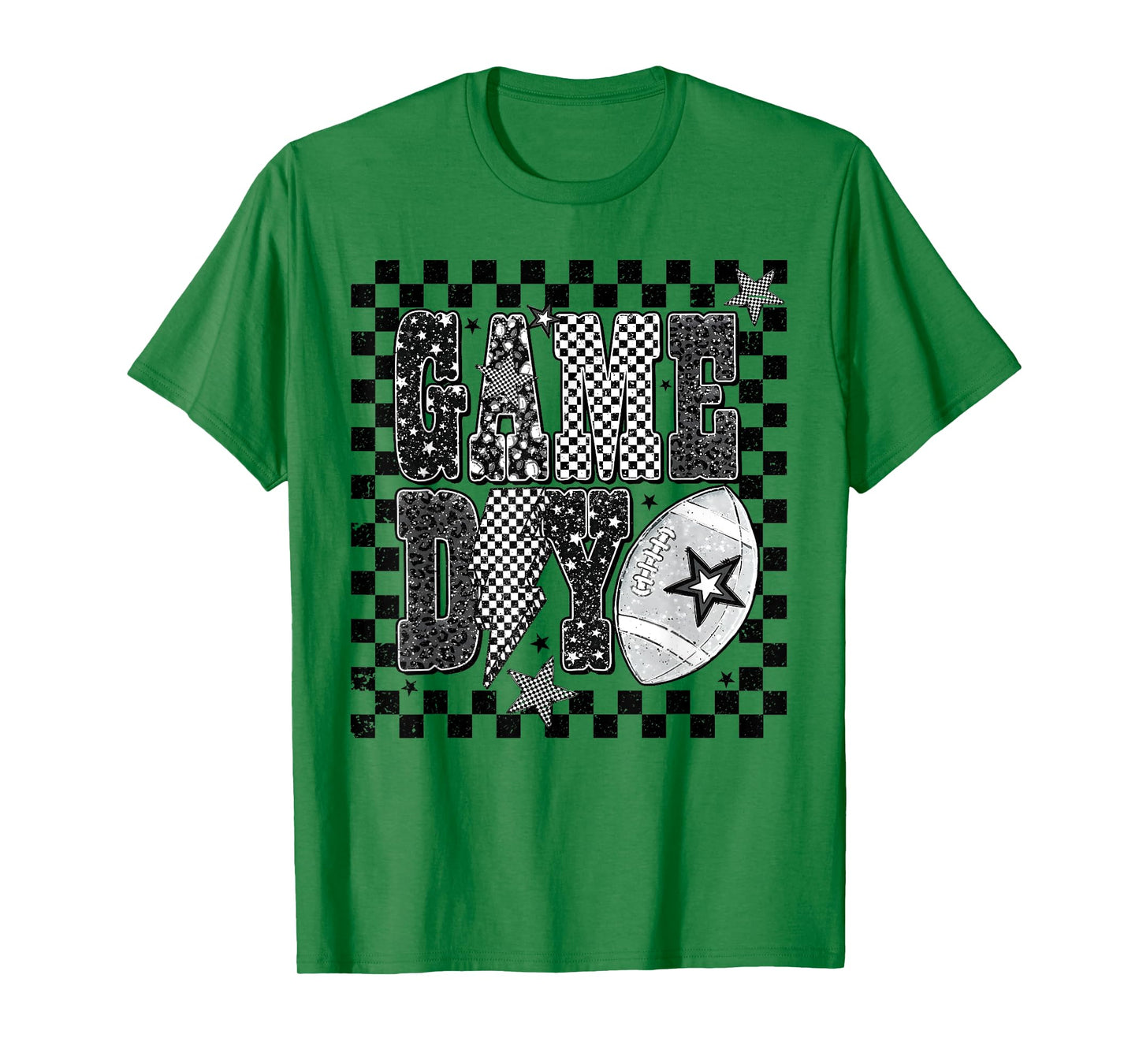 Checkered Game Day Football Team Sport Cute Touchdown Season T-Shirt