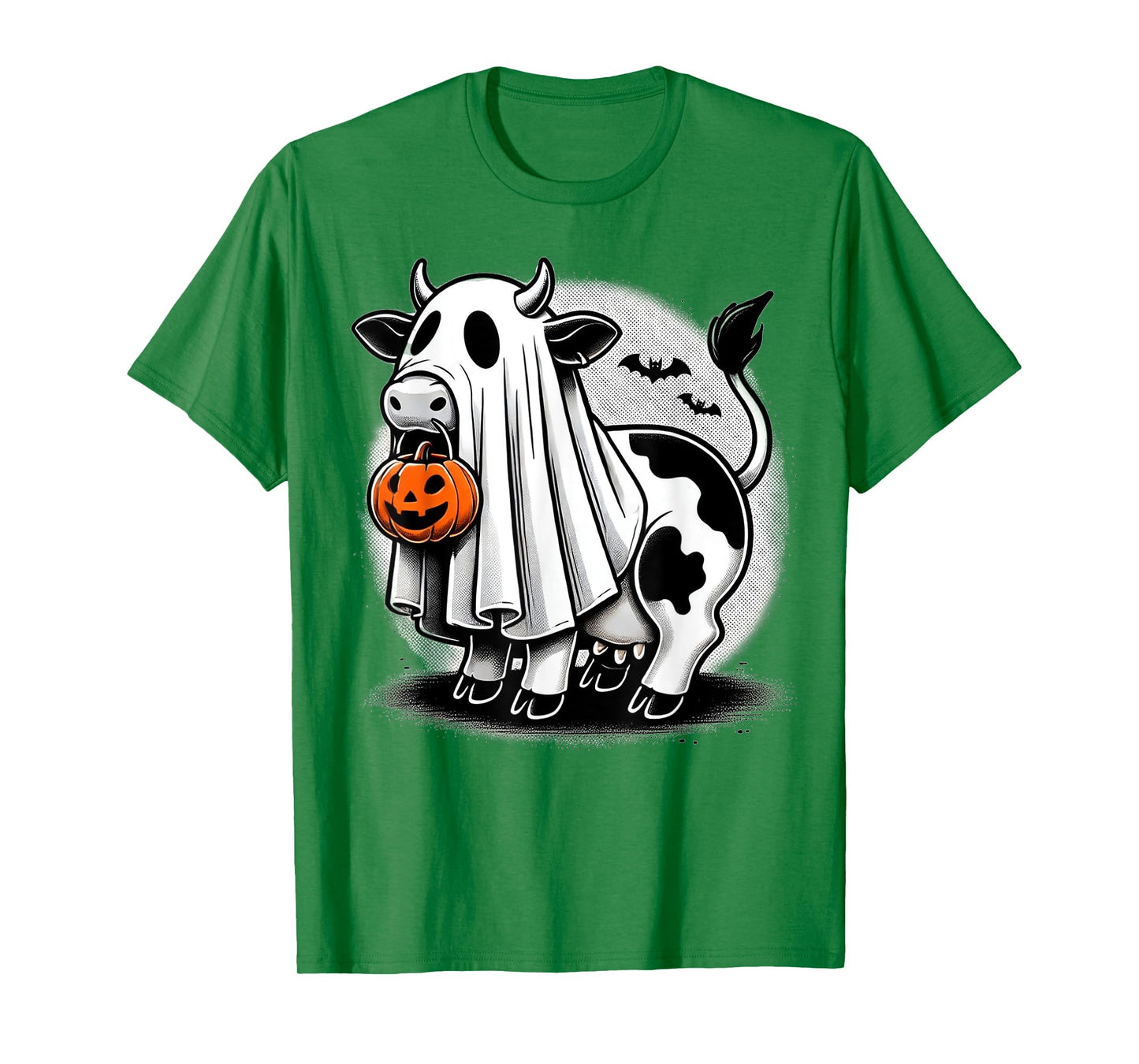 Awesome Moo Halloween Cow Wearing Ghost Costume With Pumpkin T-Shirt