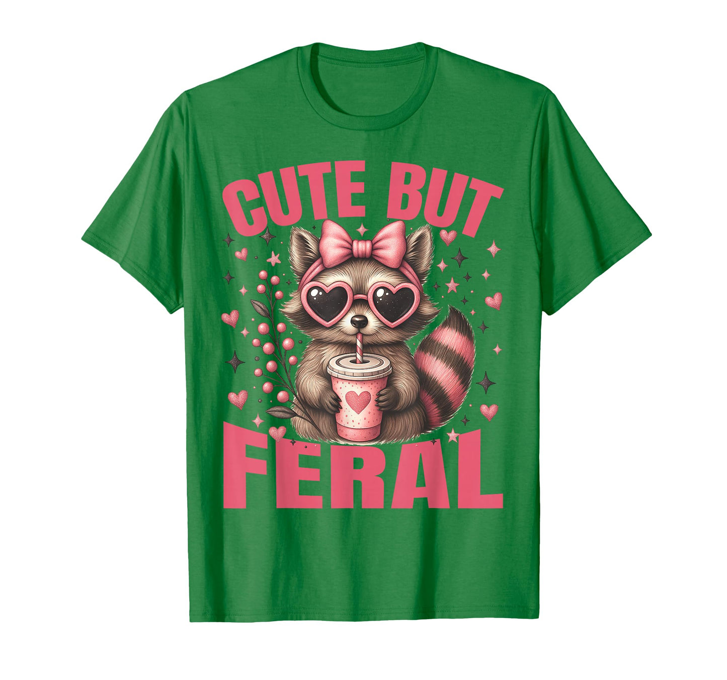 Cute But Feral Pink Racoon Funny Animals Girl Toddler Gifts T-Shirt