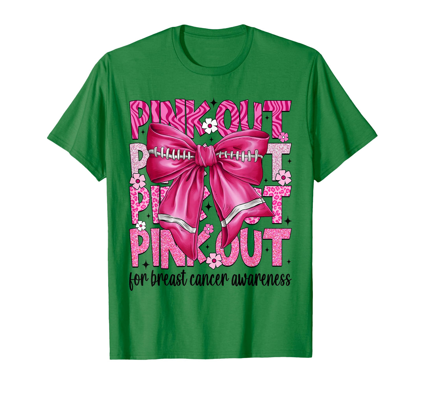 Coquette Bow Pink Out Football Team Breast Cancer Awareness T-Shirt