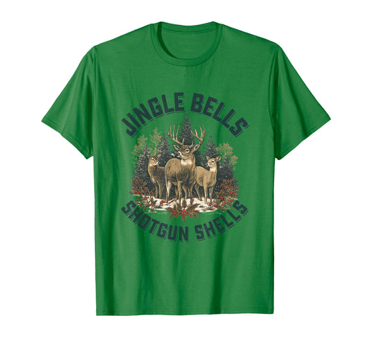 Jingle Bells Shotgun Shells Vintage Deer Hunting Christmas T-Shirt