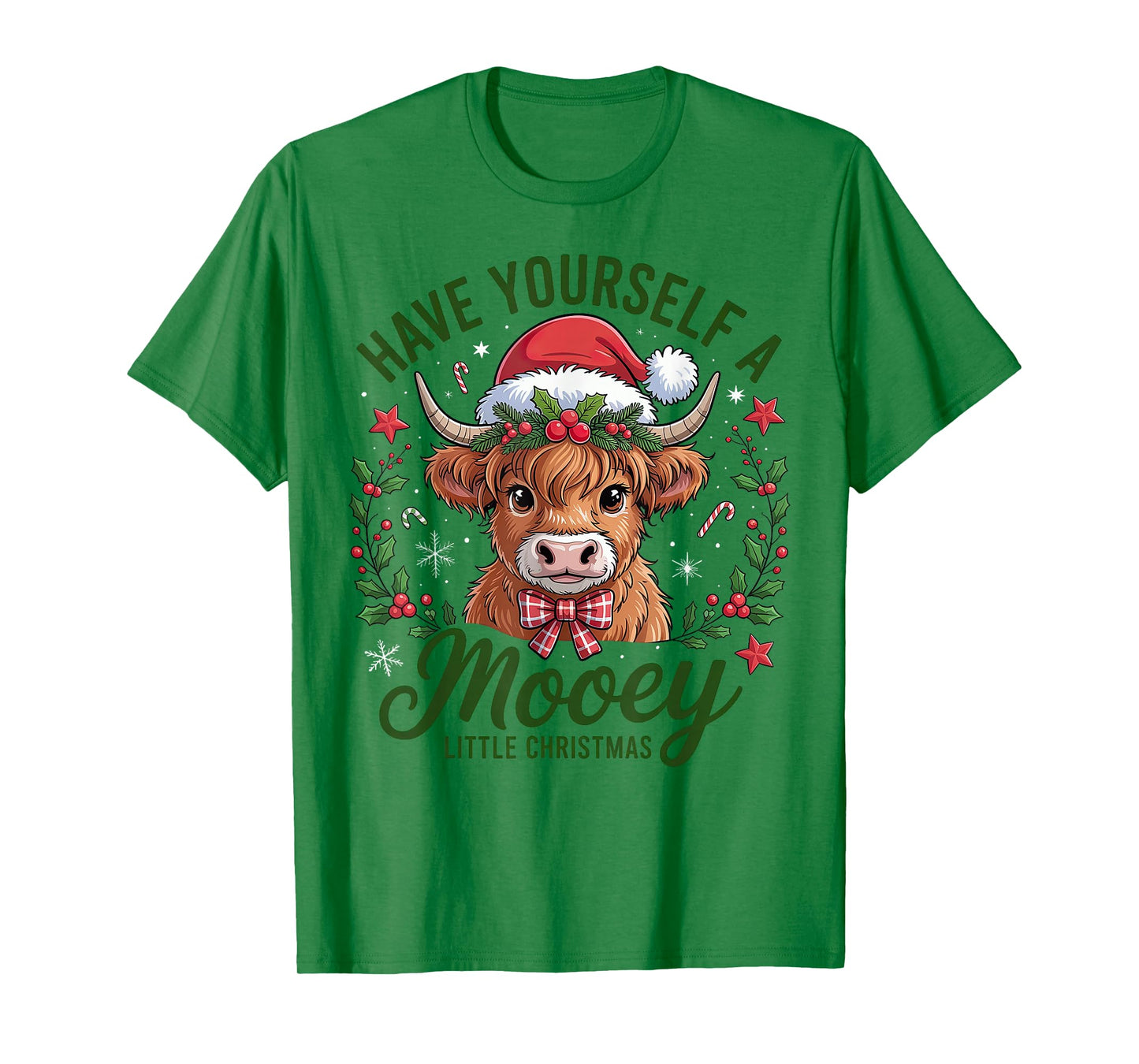 Have Yourself A Mooey Little Christmas Highland Cow Santa T-Shirt