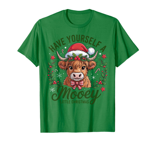 Have Yourself A Mooey Little Christmas Highland Cow Santa T-Shirt