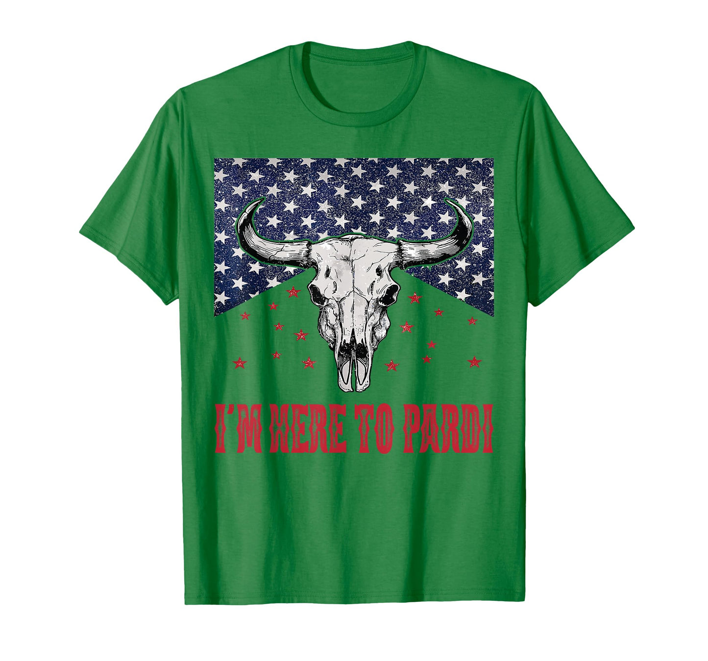 I'm Here to Pardi Vintage Retro Western Bull-Skull T-Shirt