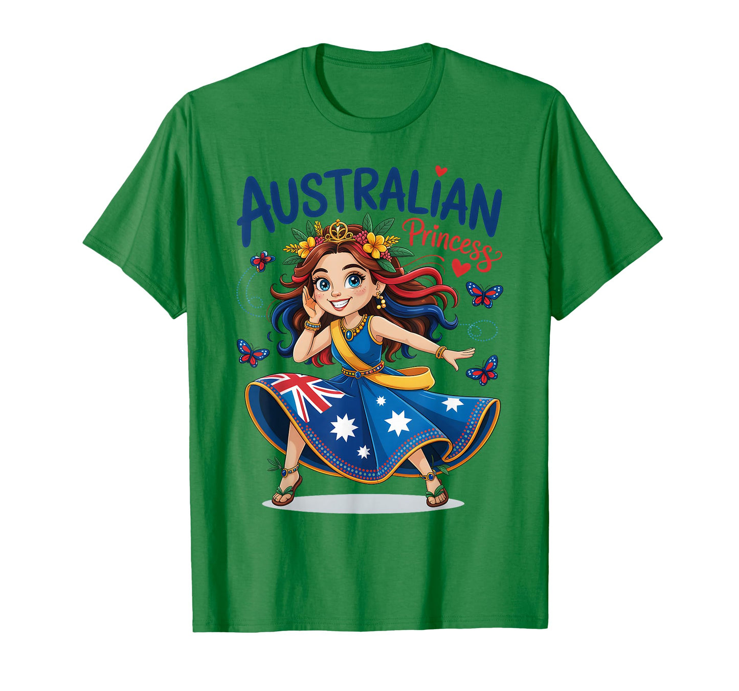 Australian Princess Girl in Flag Dress Outfit for Girls Kids T-Shirt