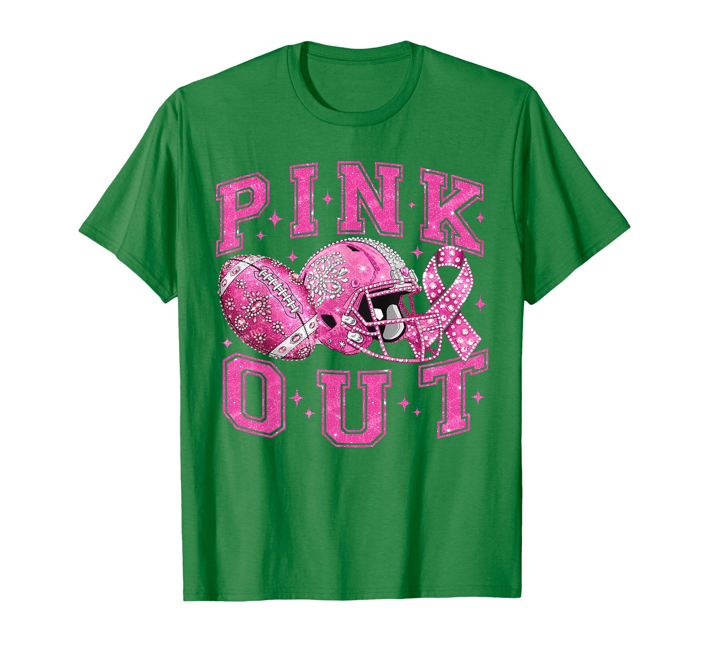 Pink Out Tackle Breast Cancer Awareness Football Pink Ribbon T-Shirt