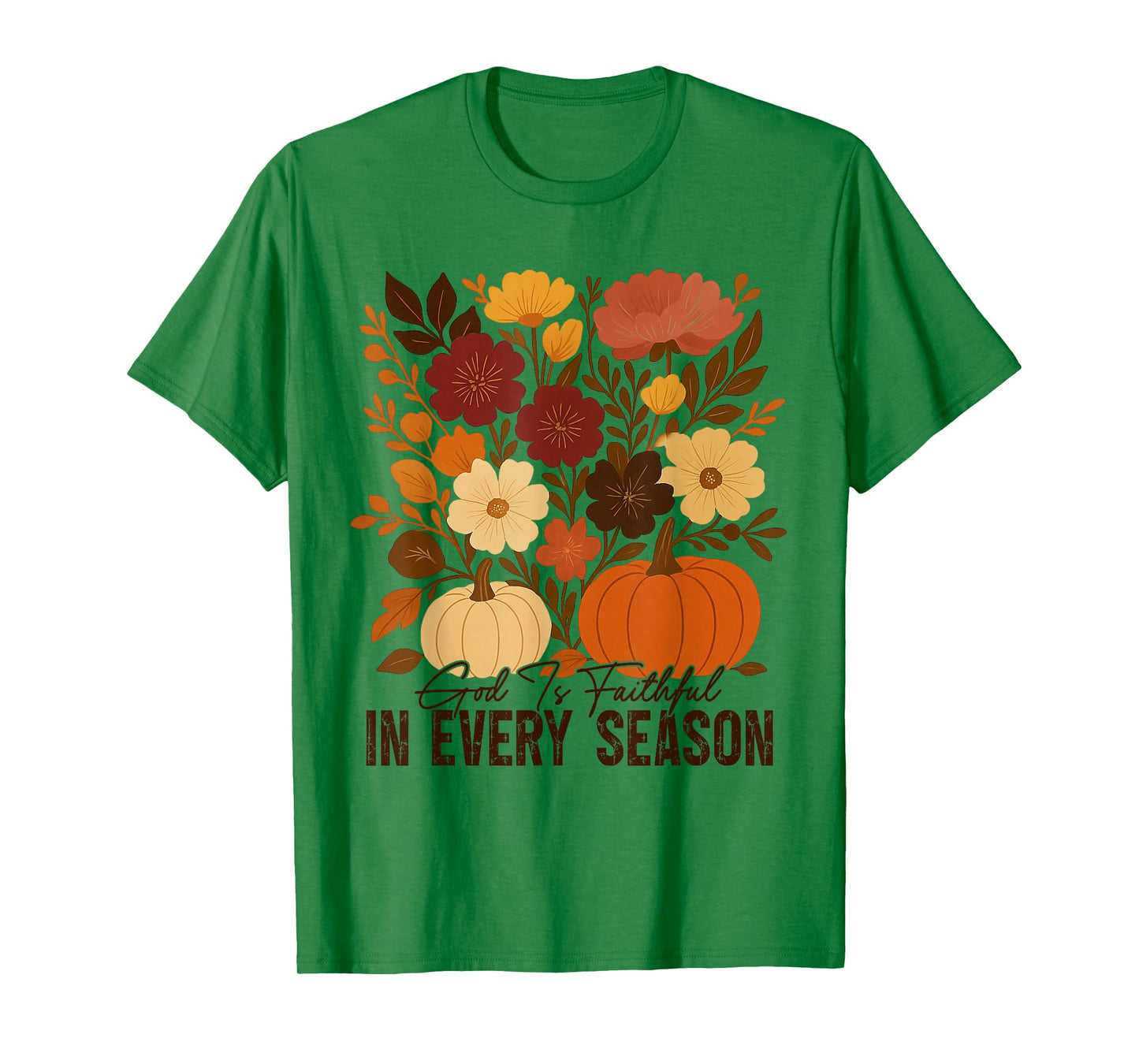 God is Faithful in Every Season Christian Fall Boho Floral T-Shirt
