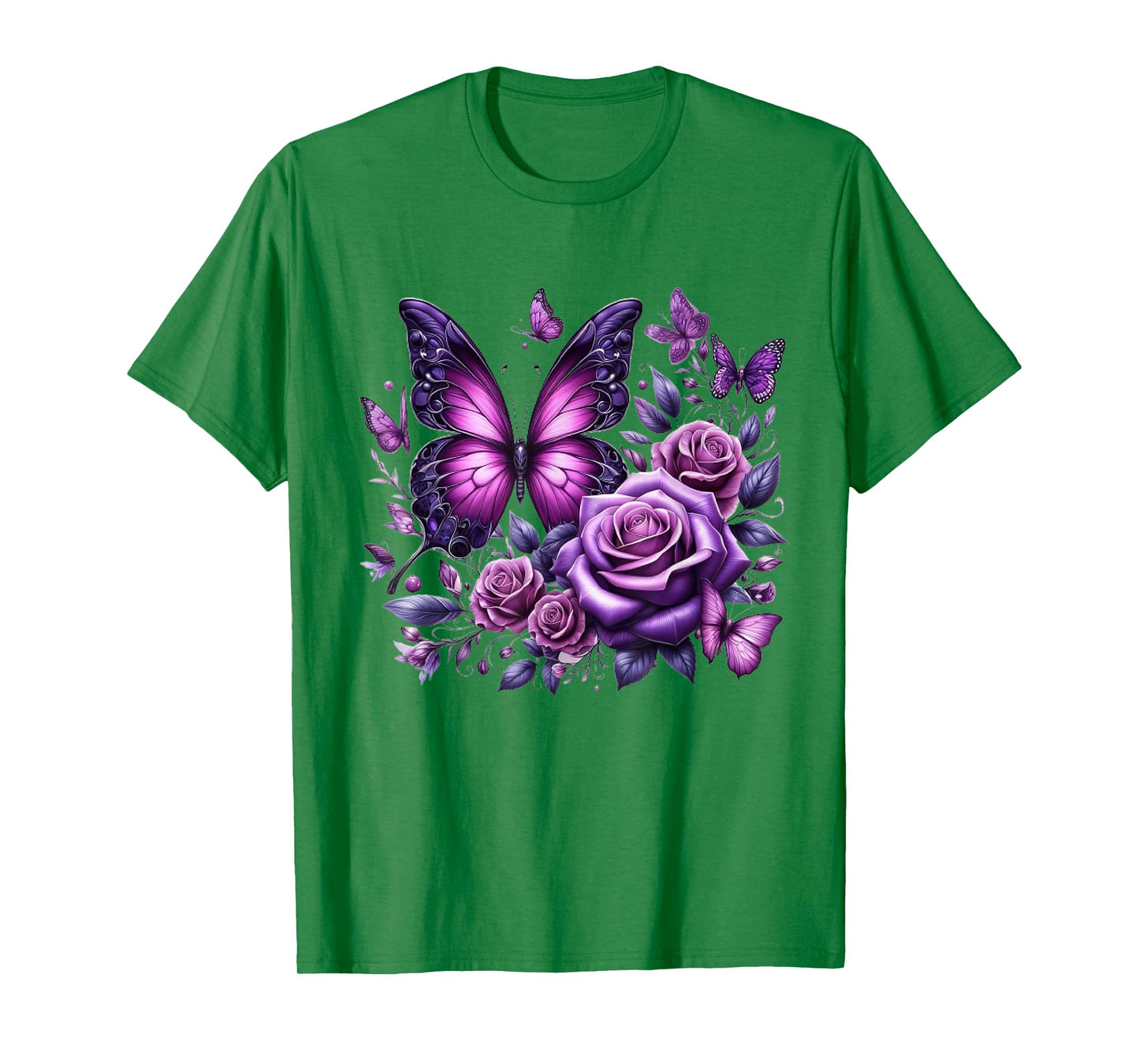 Beautiful Butterfly Purple Rose Butterfly Lovers Gifts Women T-Shirt